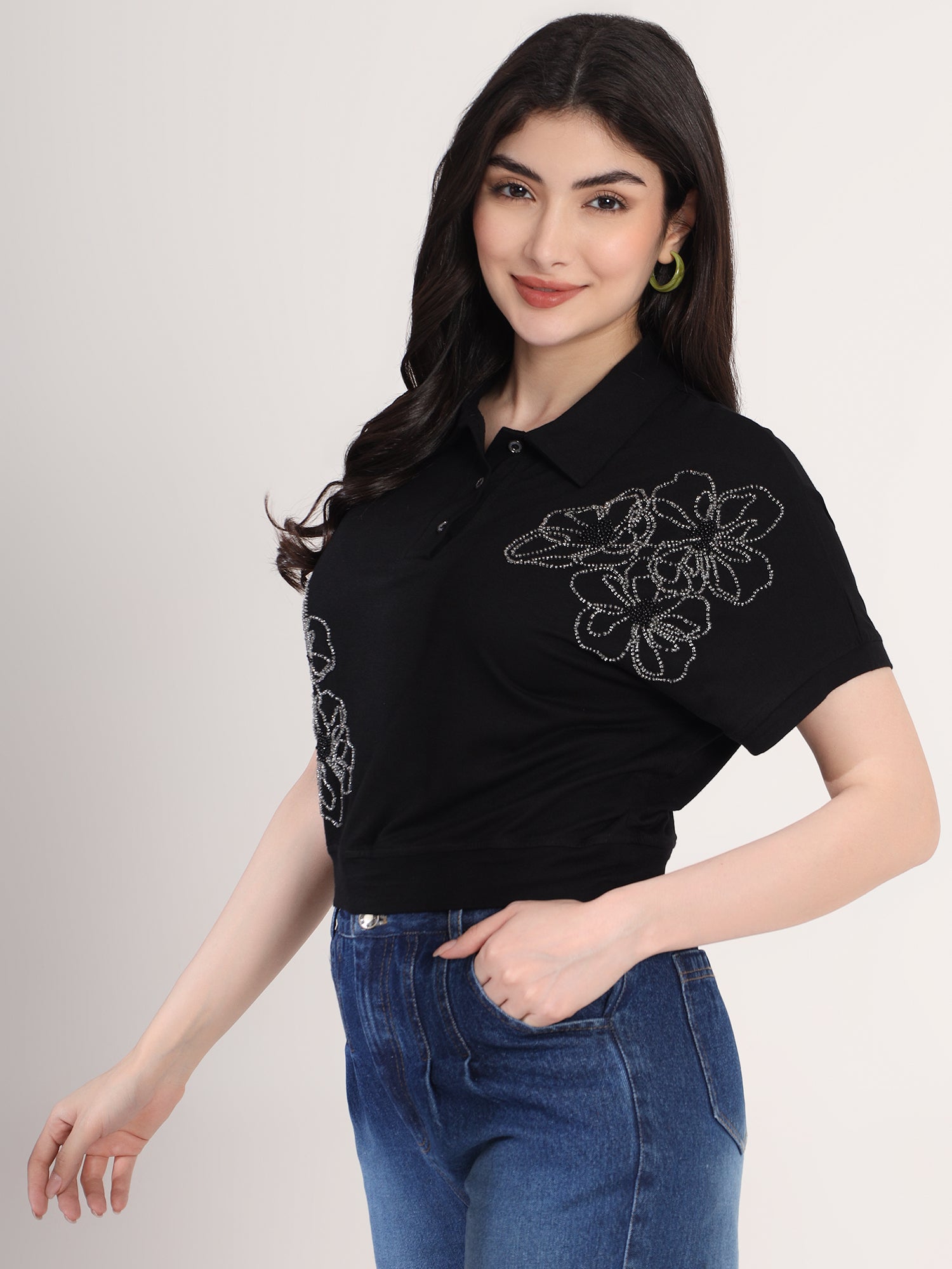 Embellished Black T-Shirt