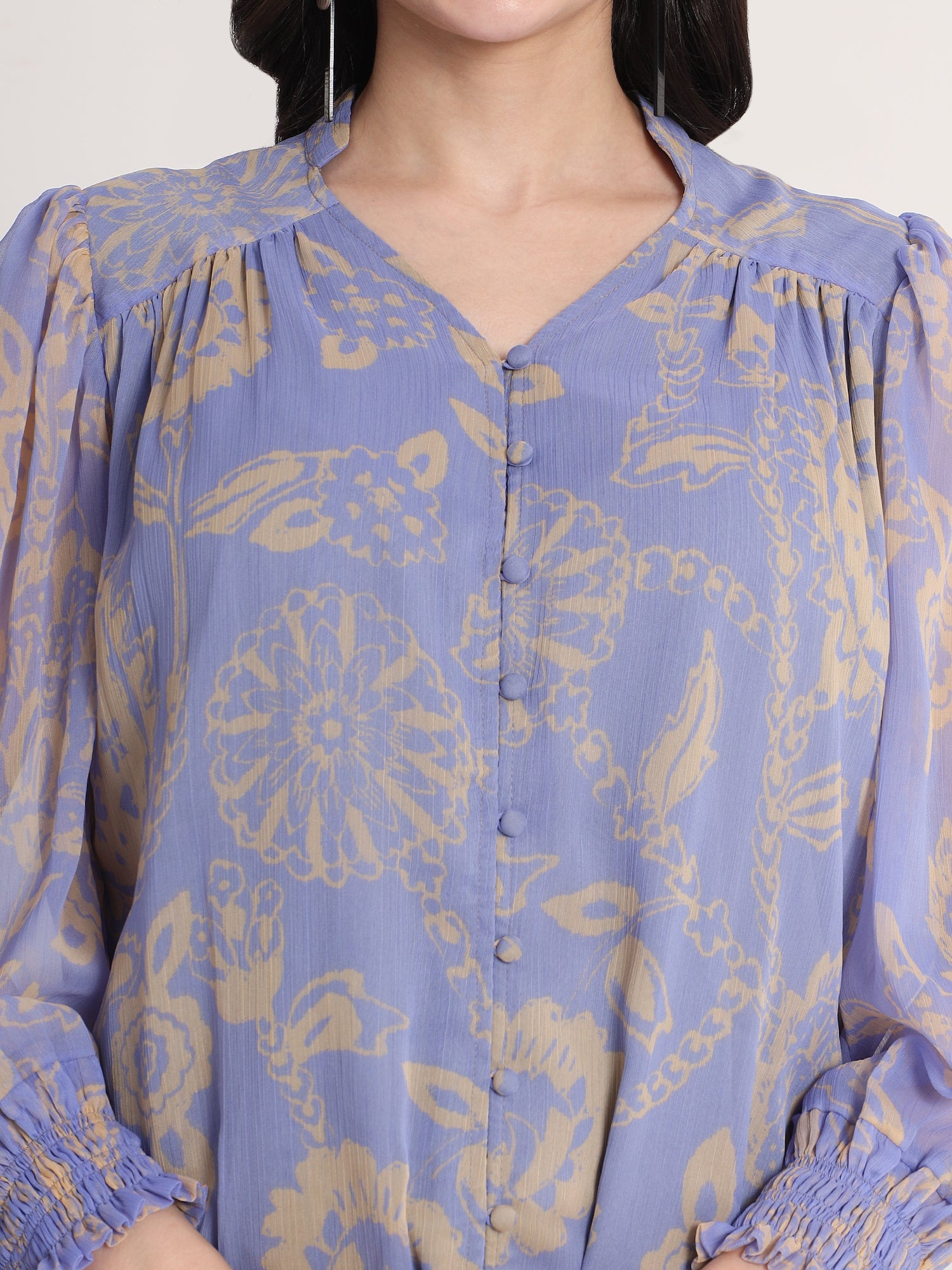 Classy Printed Blue Top