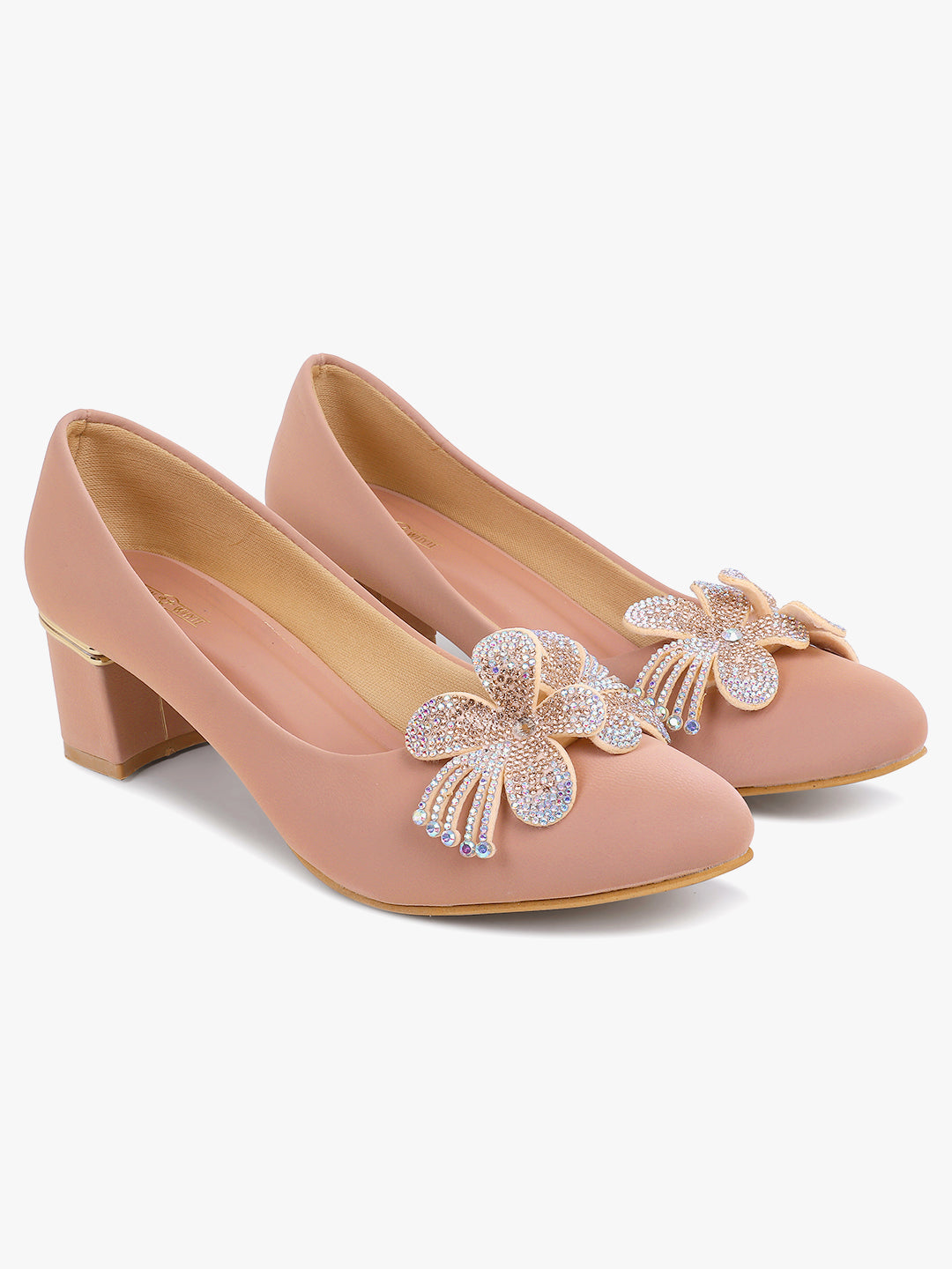 Classy Pink Low Block Heel Sandals