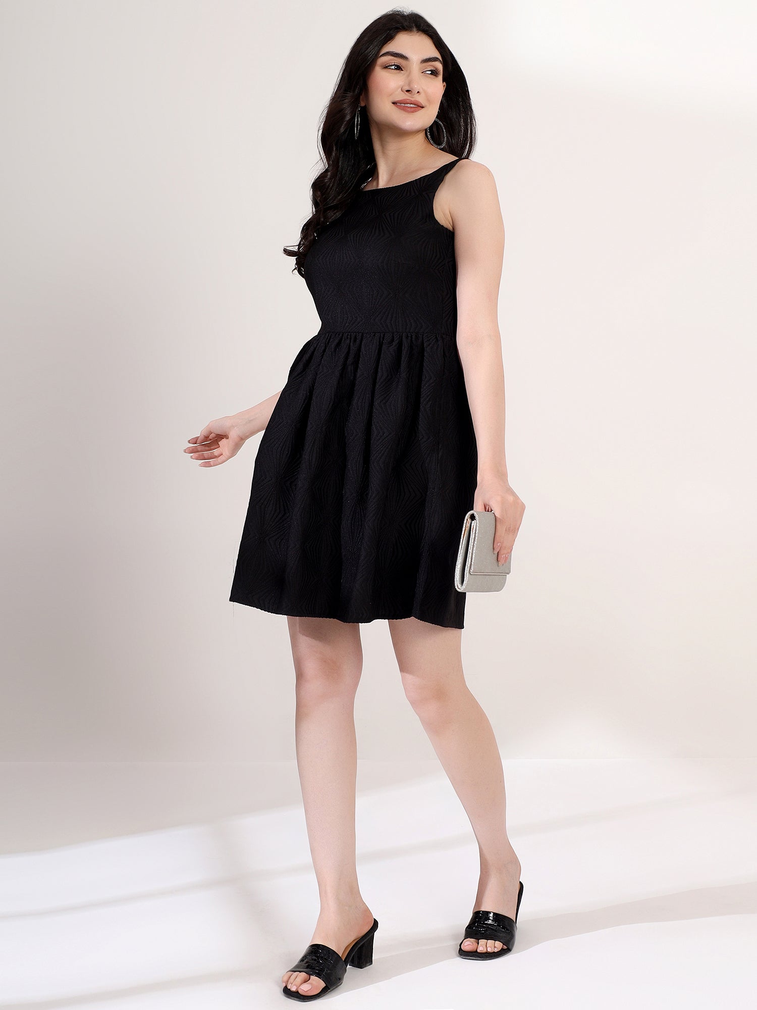 Black Flared Mini Dress