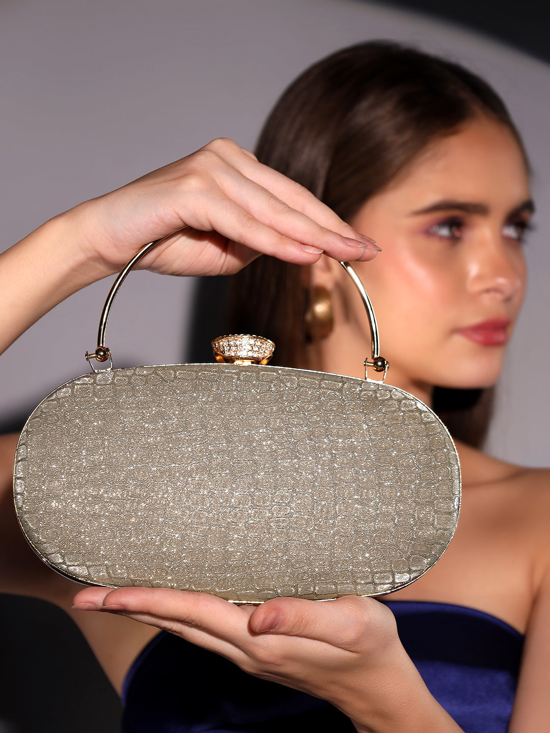 Patterned Grey Fancy Handbag