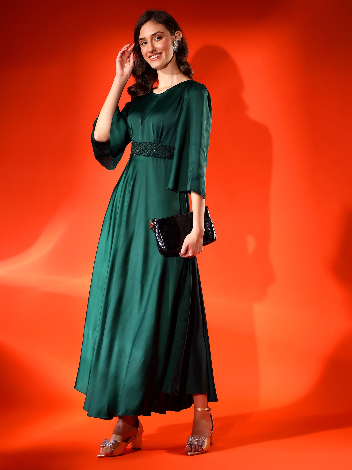 green flared dress Short Sleeve Swing Linen Midi Dress, Green Fit and Flare Linen Dress, Summer Womens Linen Dress with Pockets, Custom Dress, Xiaolizi 3663#