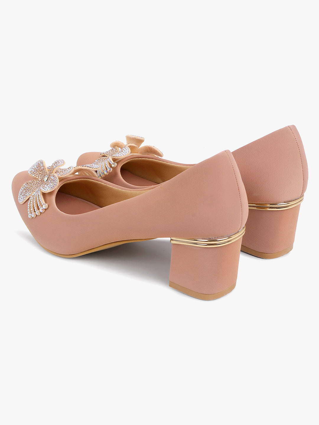 Classy Pink Low Block Heel Sandals