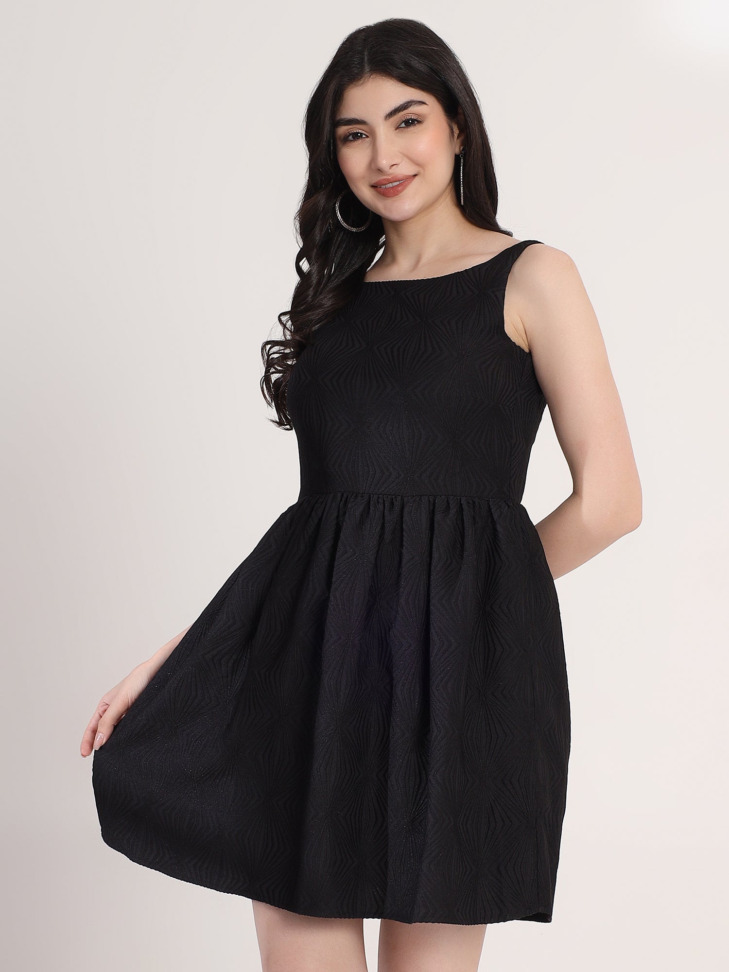 Black Flared Mini Dress