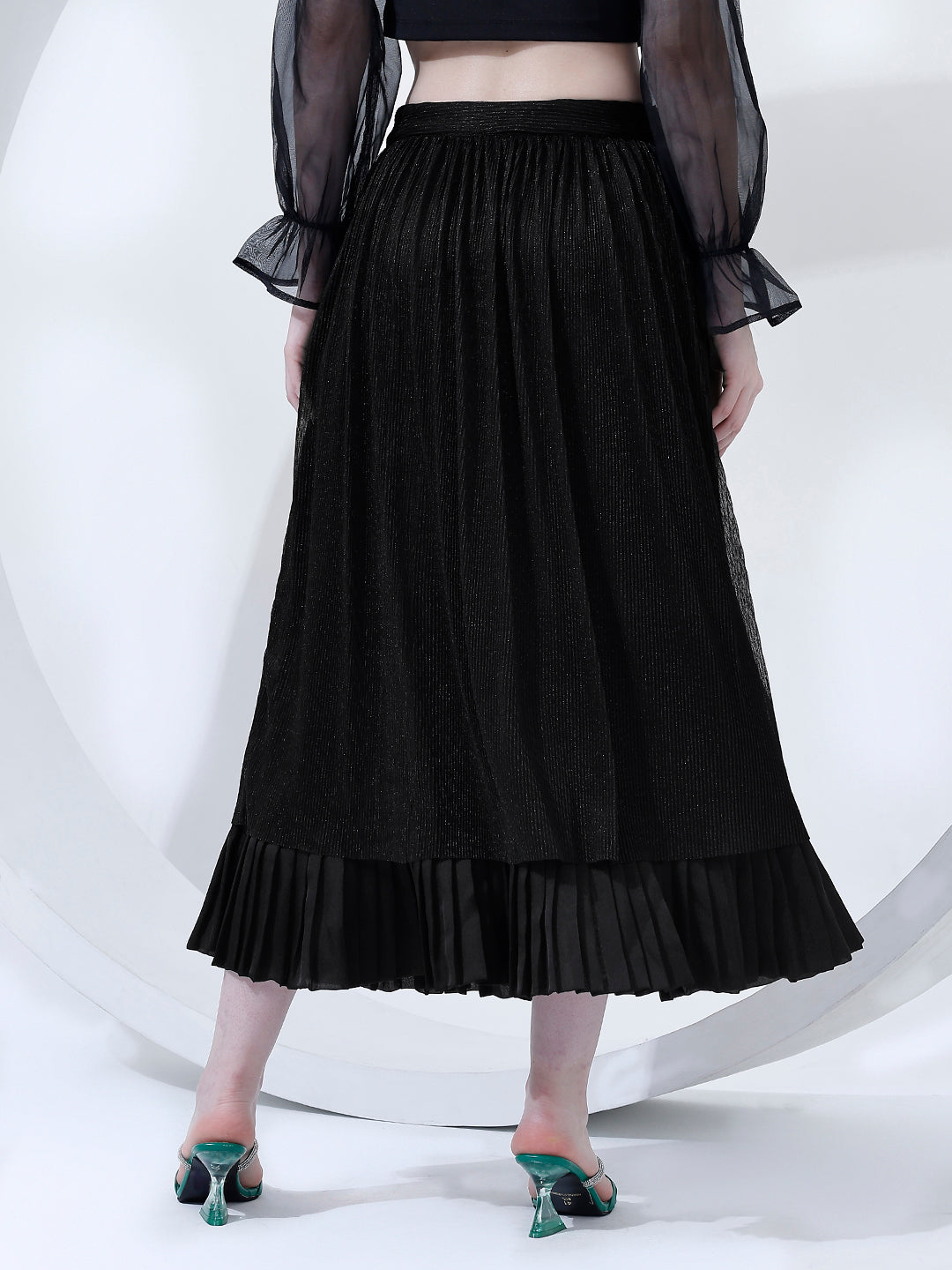 Classy Black Layered Midi Skirt