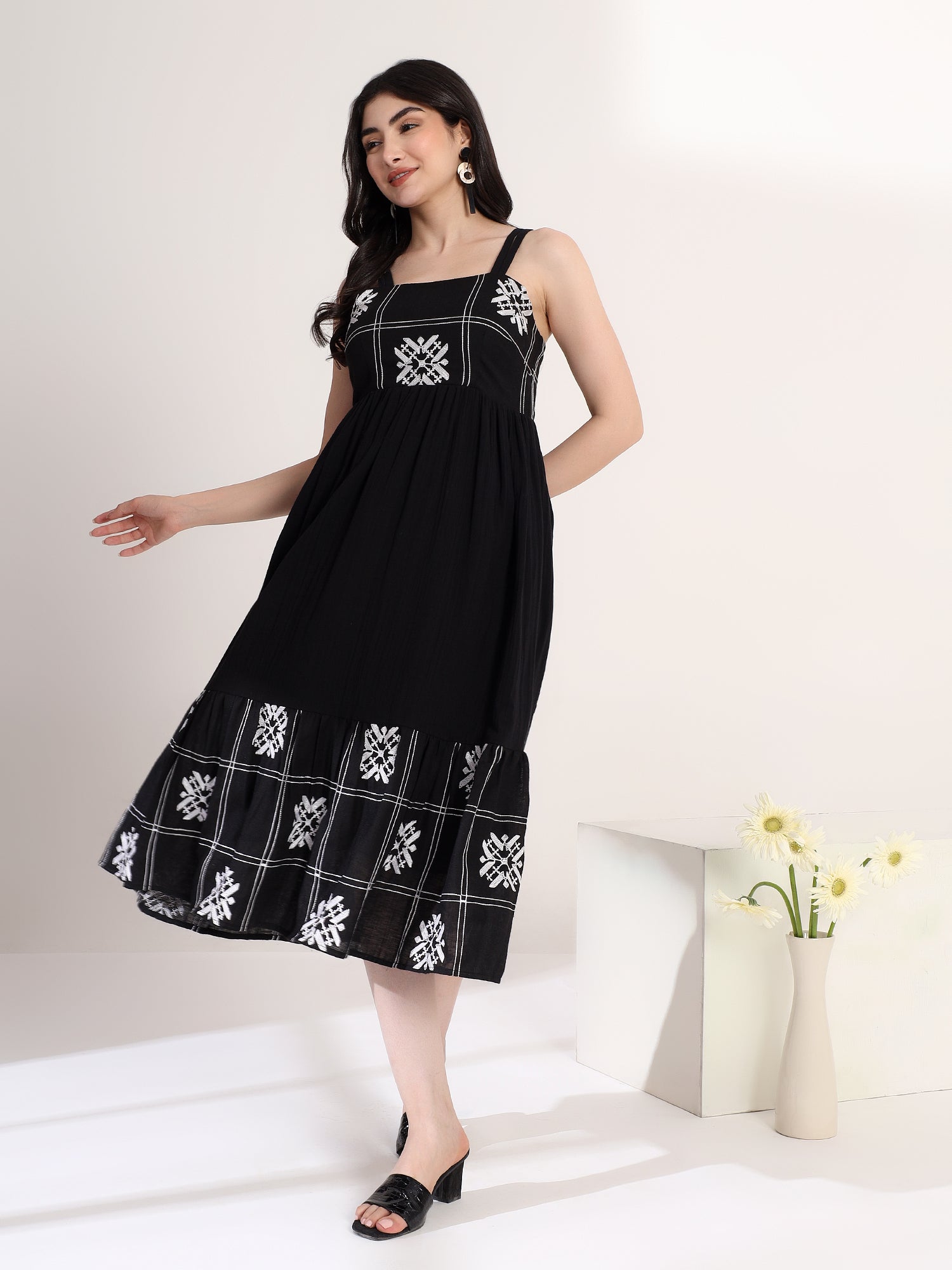 Classy Black Flared Dress