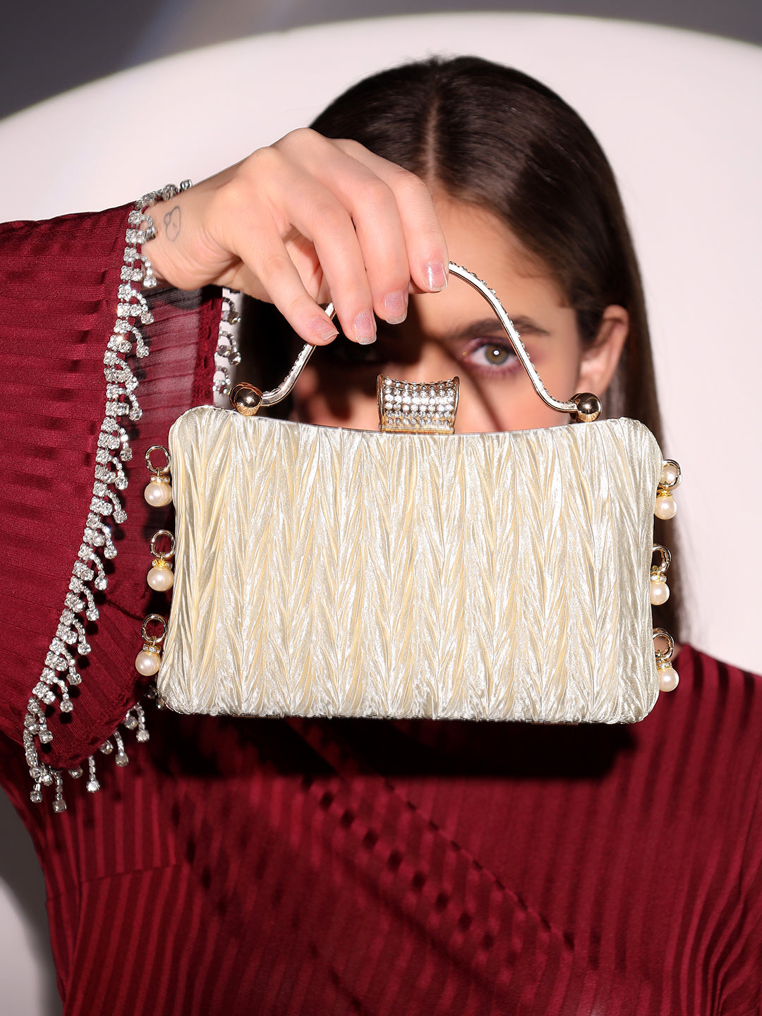 Structured Cream Evening Handbag