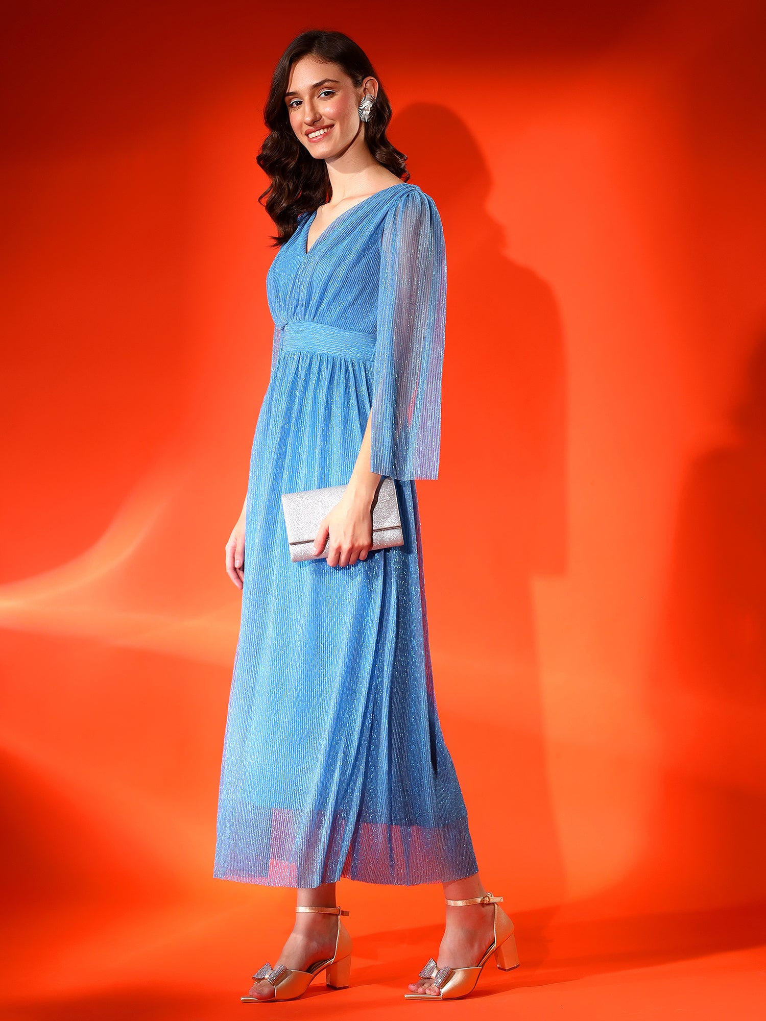 Sparkle Blue Flared Dress