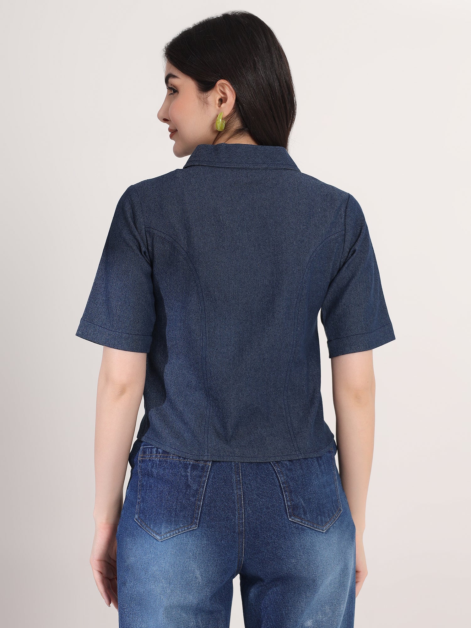 Classy Blue Denim Shirt Top