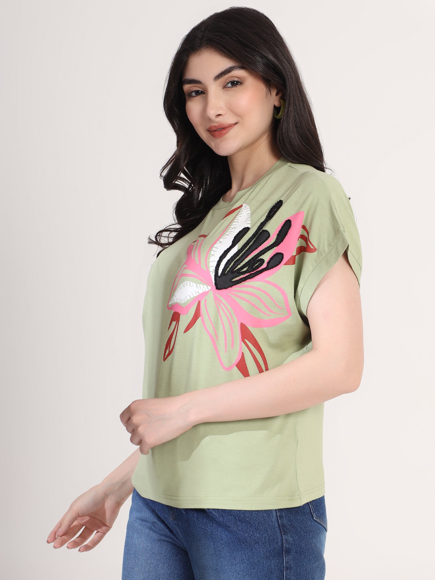 Fancy Green Floral T-Shirt