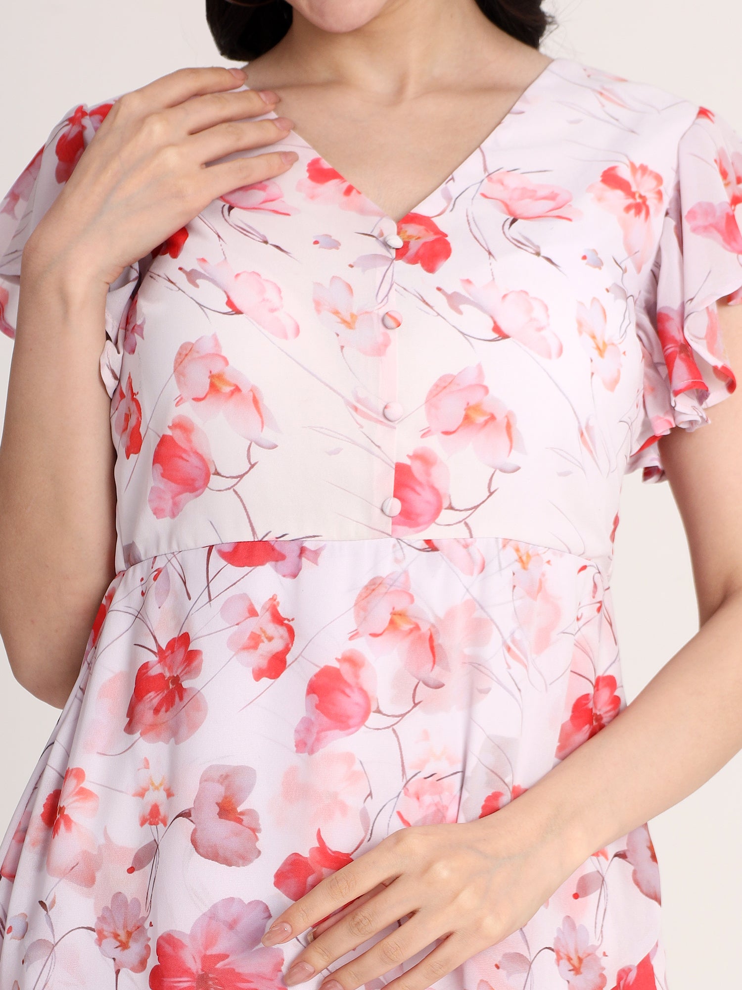 Fancy Floral Layered Ruffled Dress
