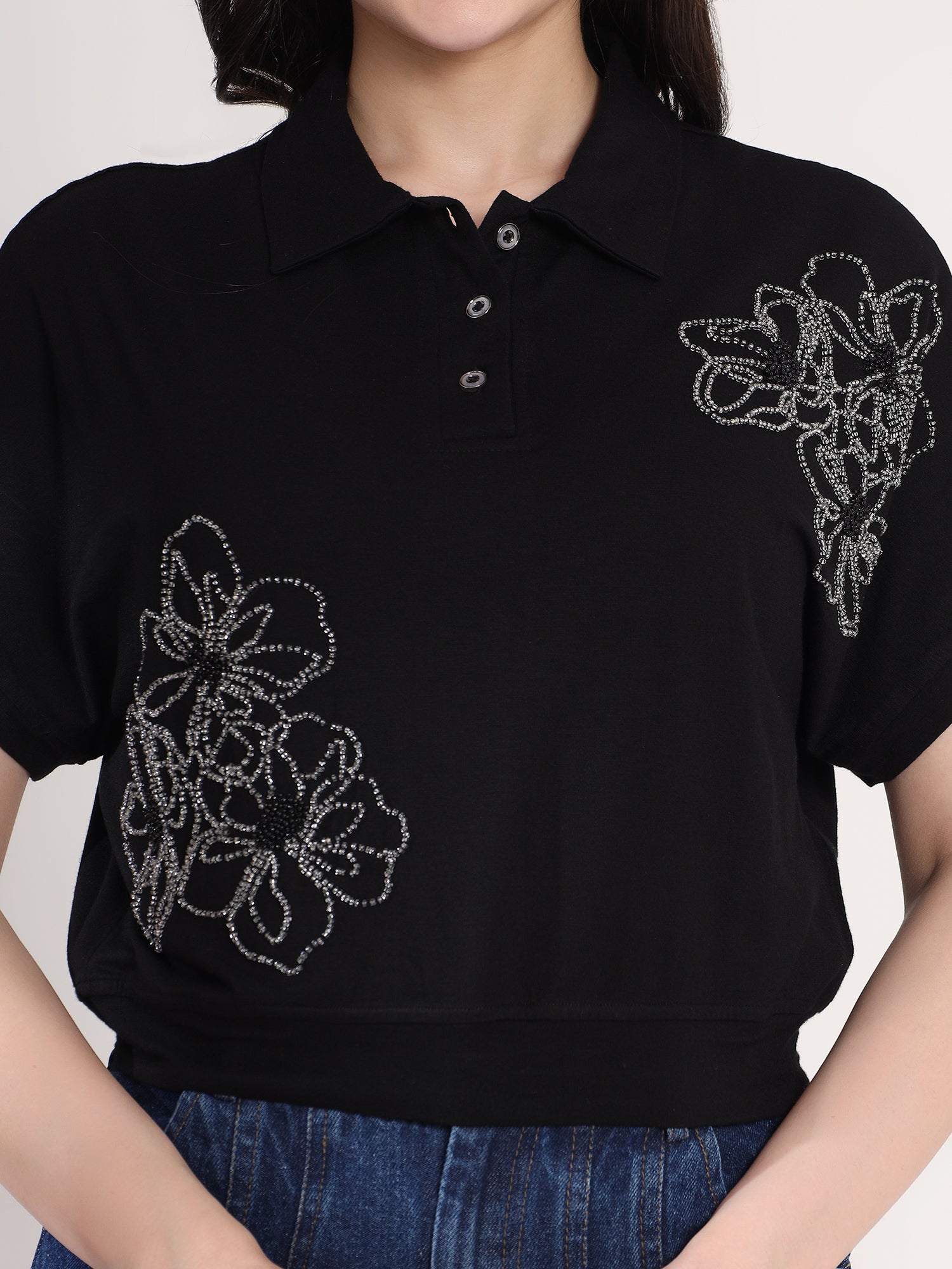 Embellished Black T-Shirt
