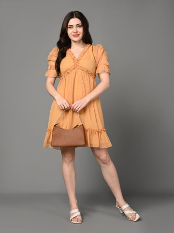 Eiza Swiss Dot Frilled Dress