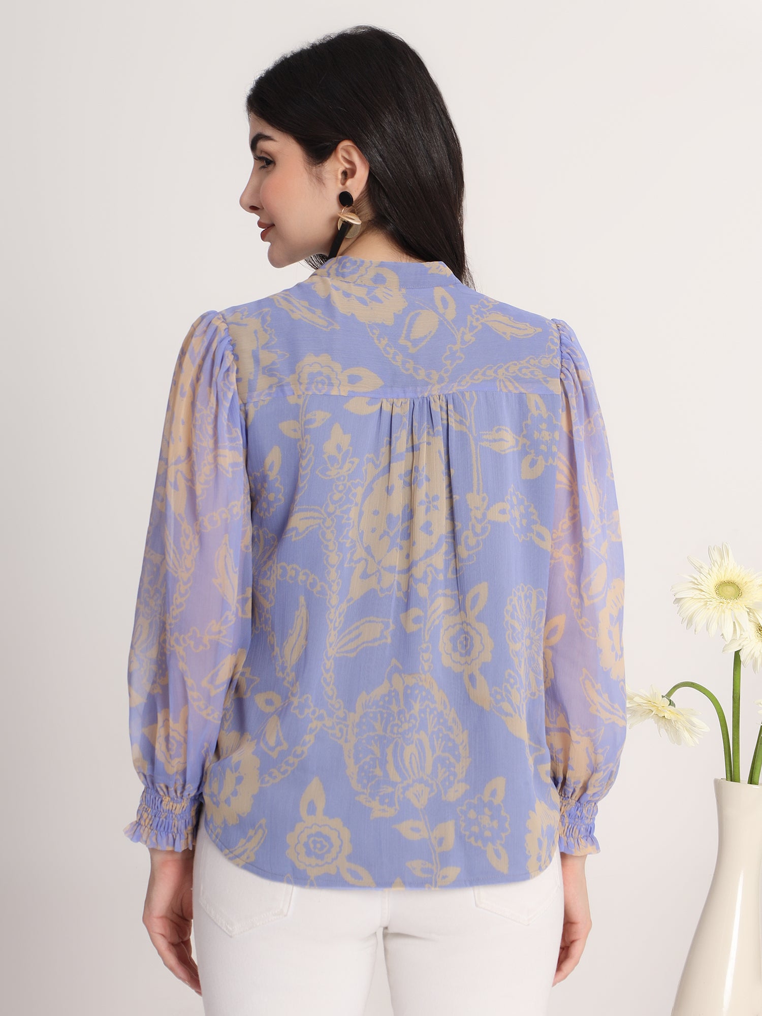 Classy Printed Blue Top