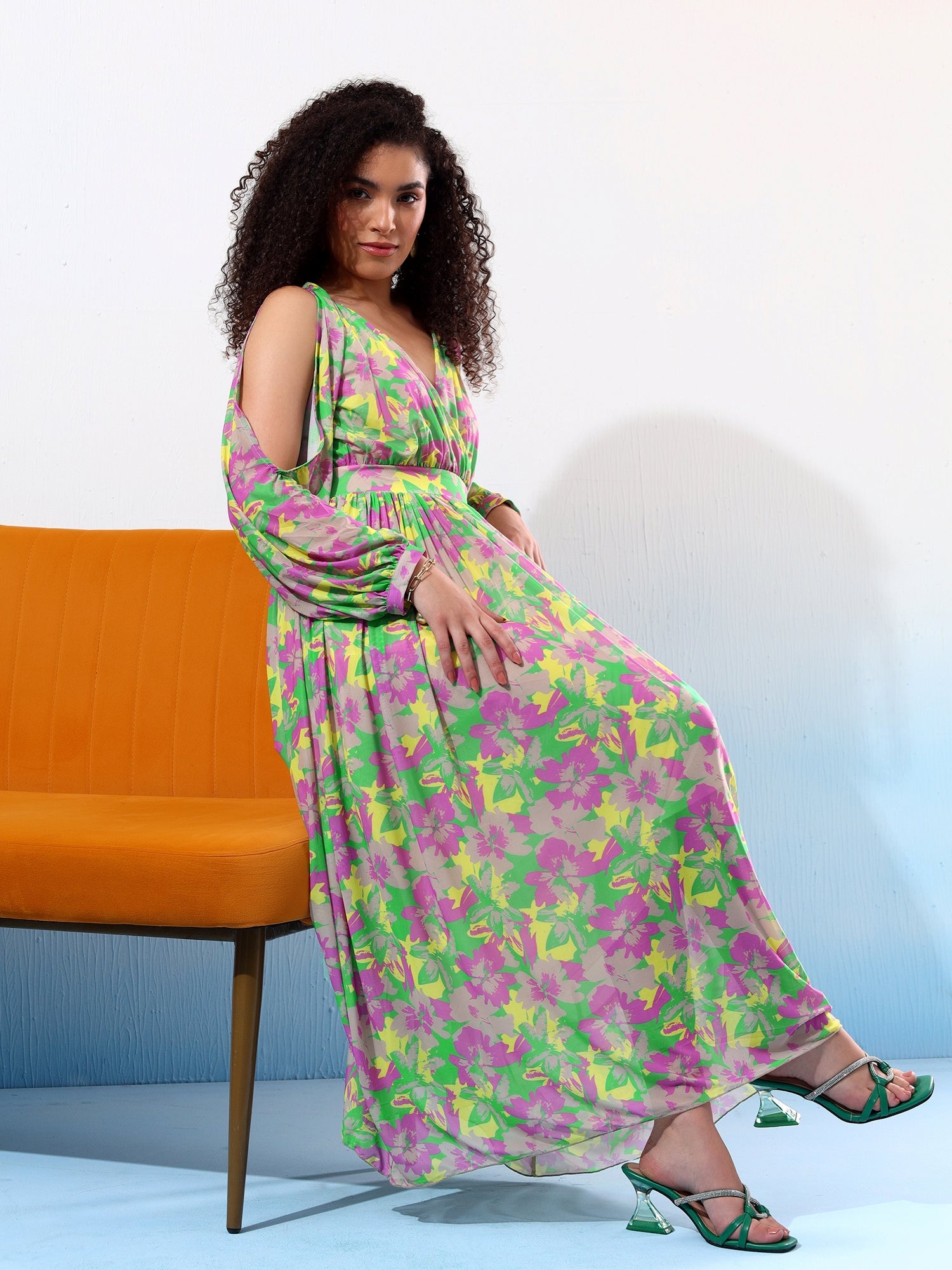 Classy Floral Printed Flared Dress