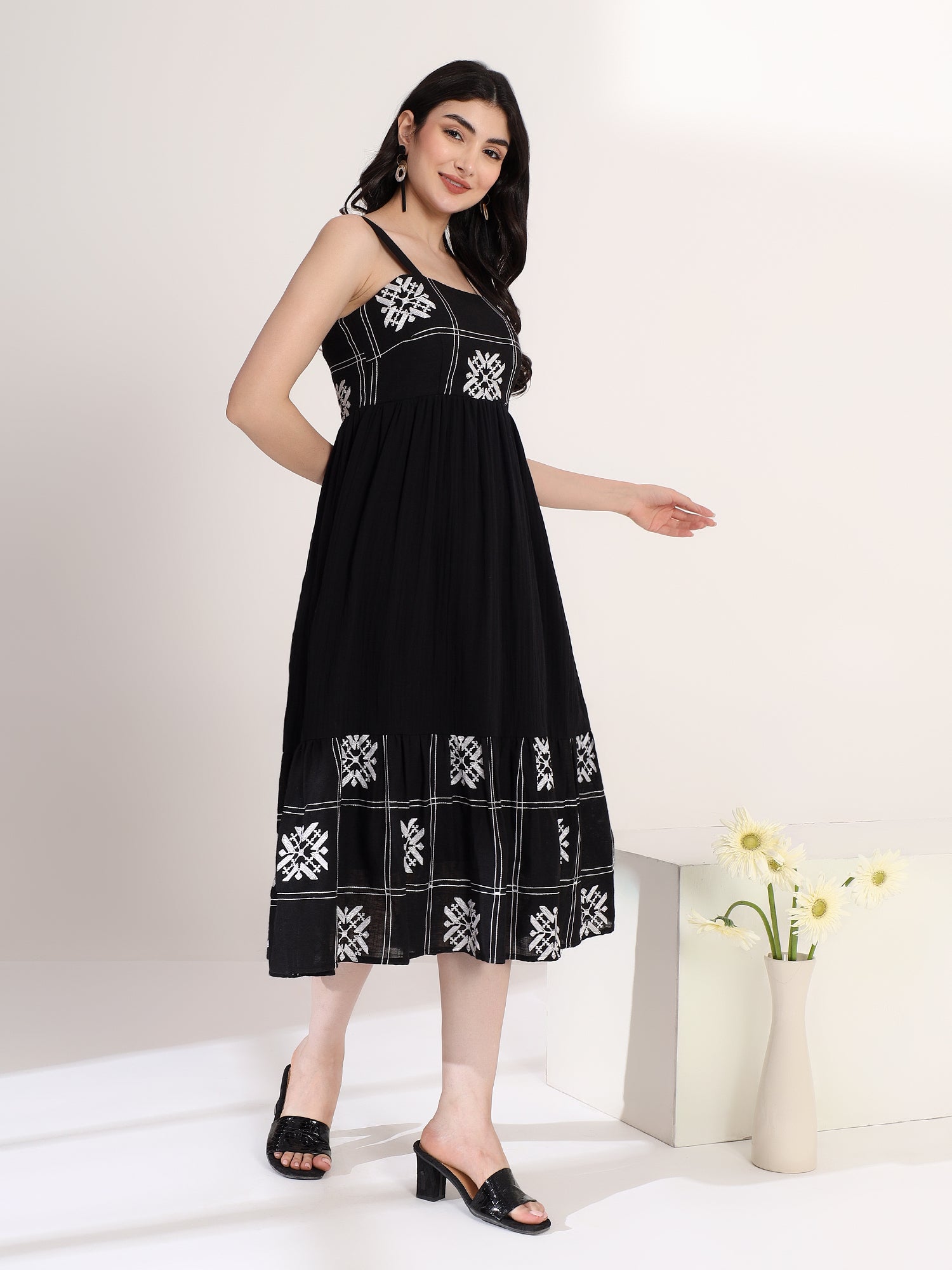 Classy Black Flared Dress