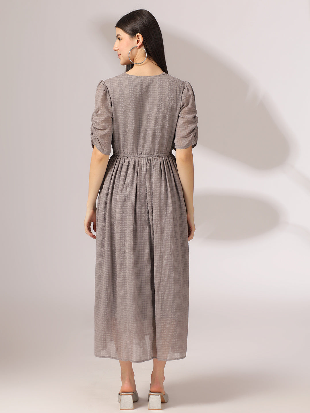 Fancy Grey Flared A- Line Dress