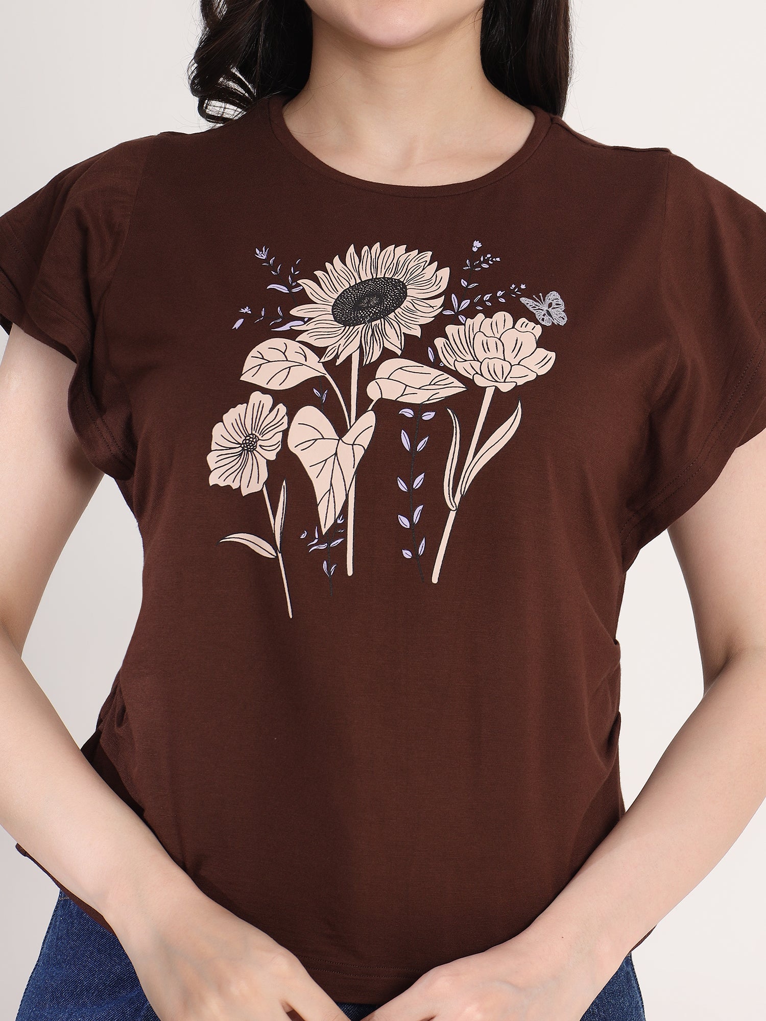 Classy Brown Printed T-Shirt