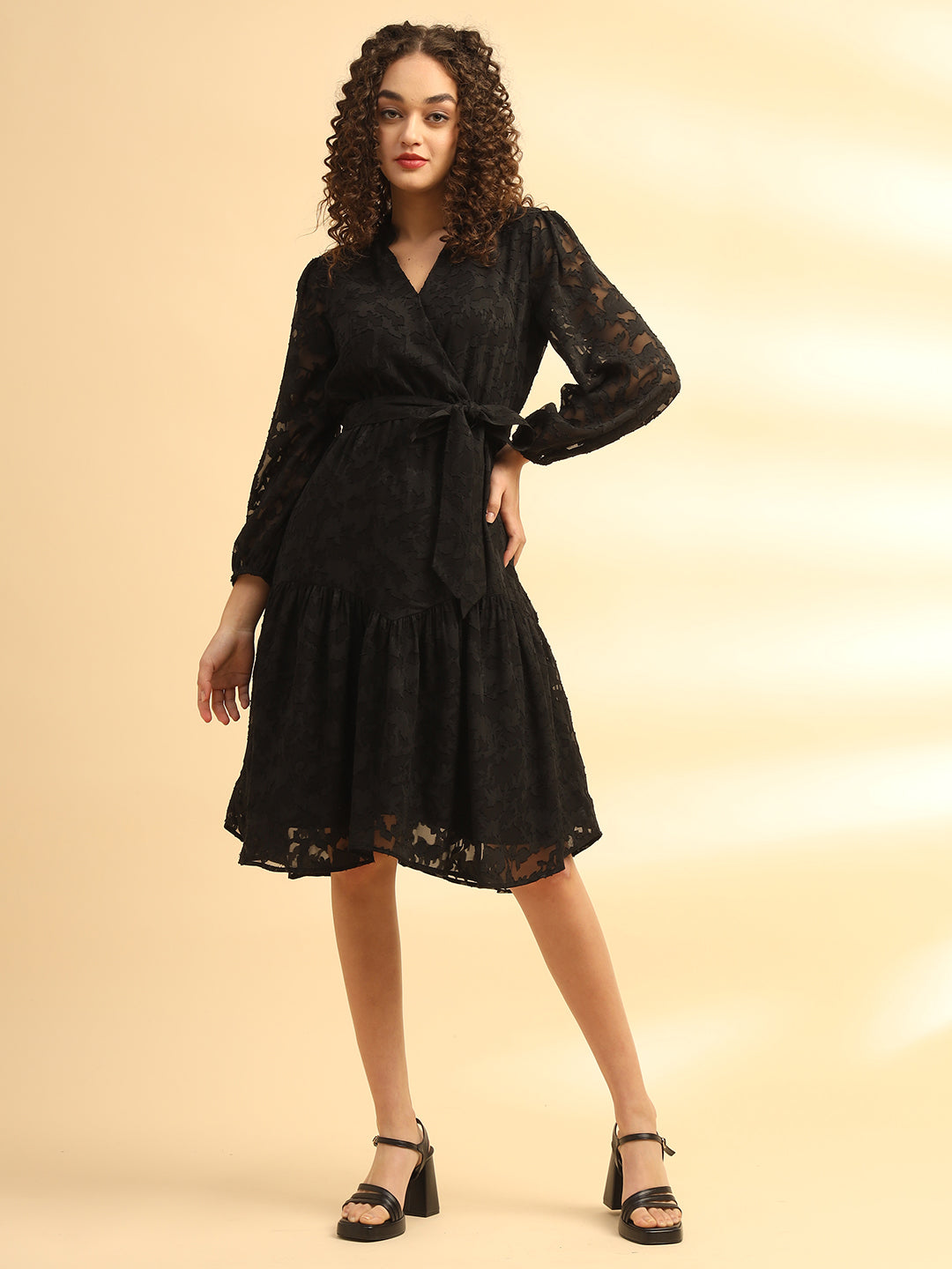 Black Layered A-Line Dress