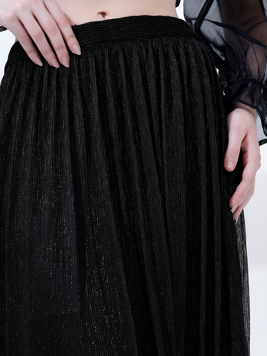 Classy Black Layered Midi Skirt