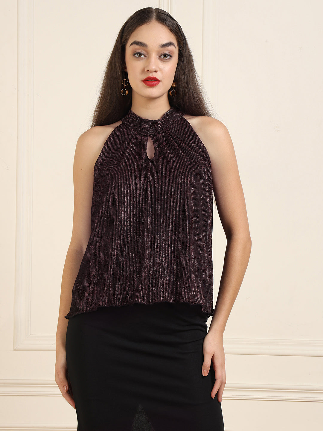 Sleeveless Fancy Wine Top
