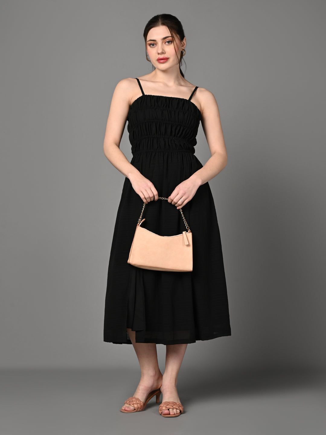 Classy Black Flared A - Line Dress