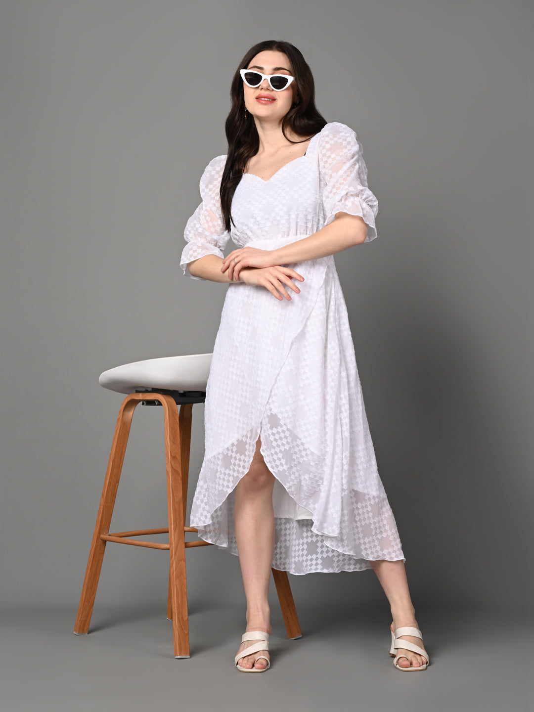 Classy White Ruffled Layered Dress