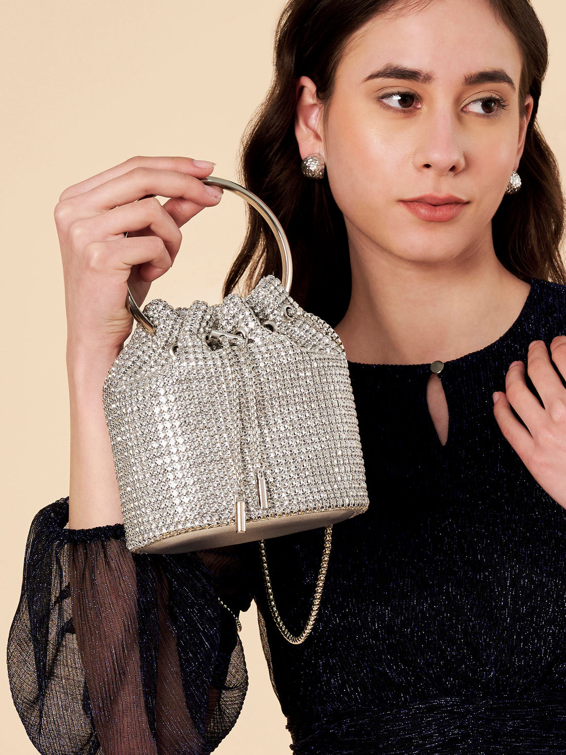 Metallic Silver Pouch handbag