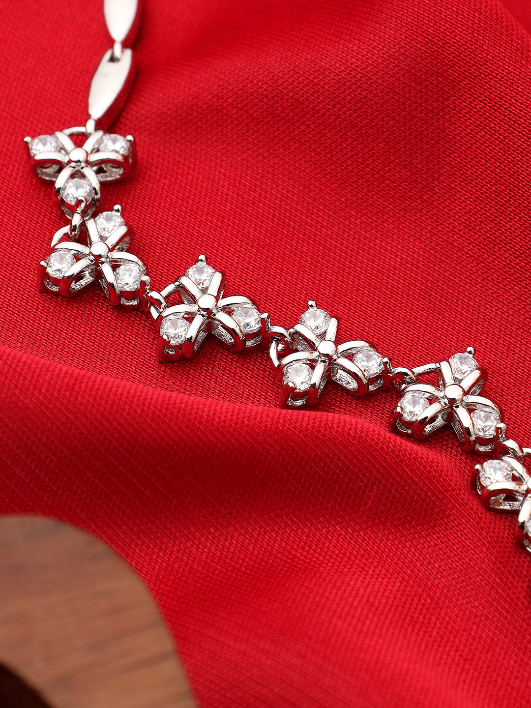Women Silver American Diamond Wraparound Bracelet