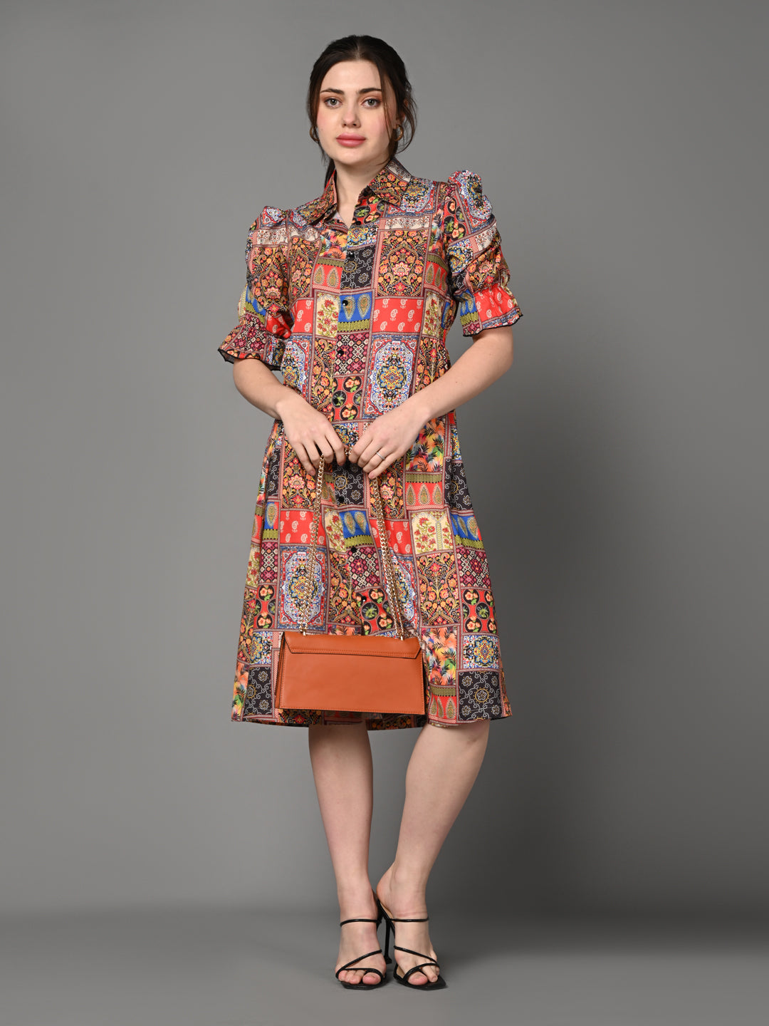 Stylish Printed Flared A - Line Dress
