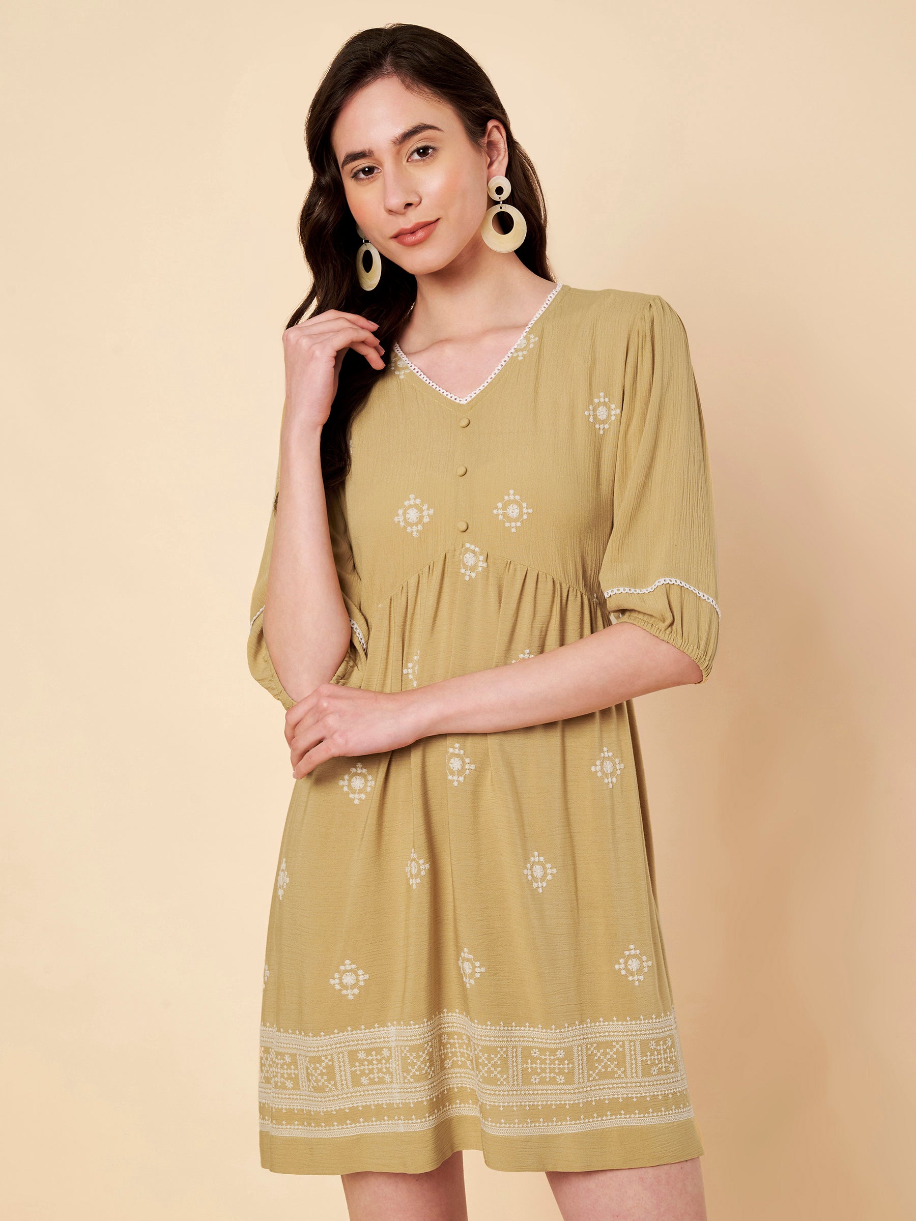 Fit & Flair Embroidered Dress