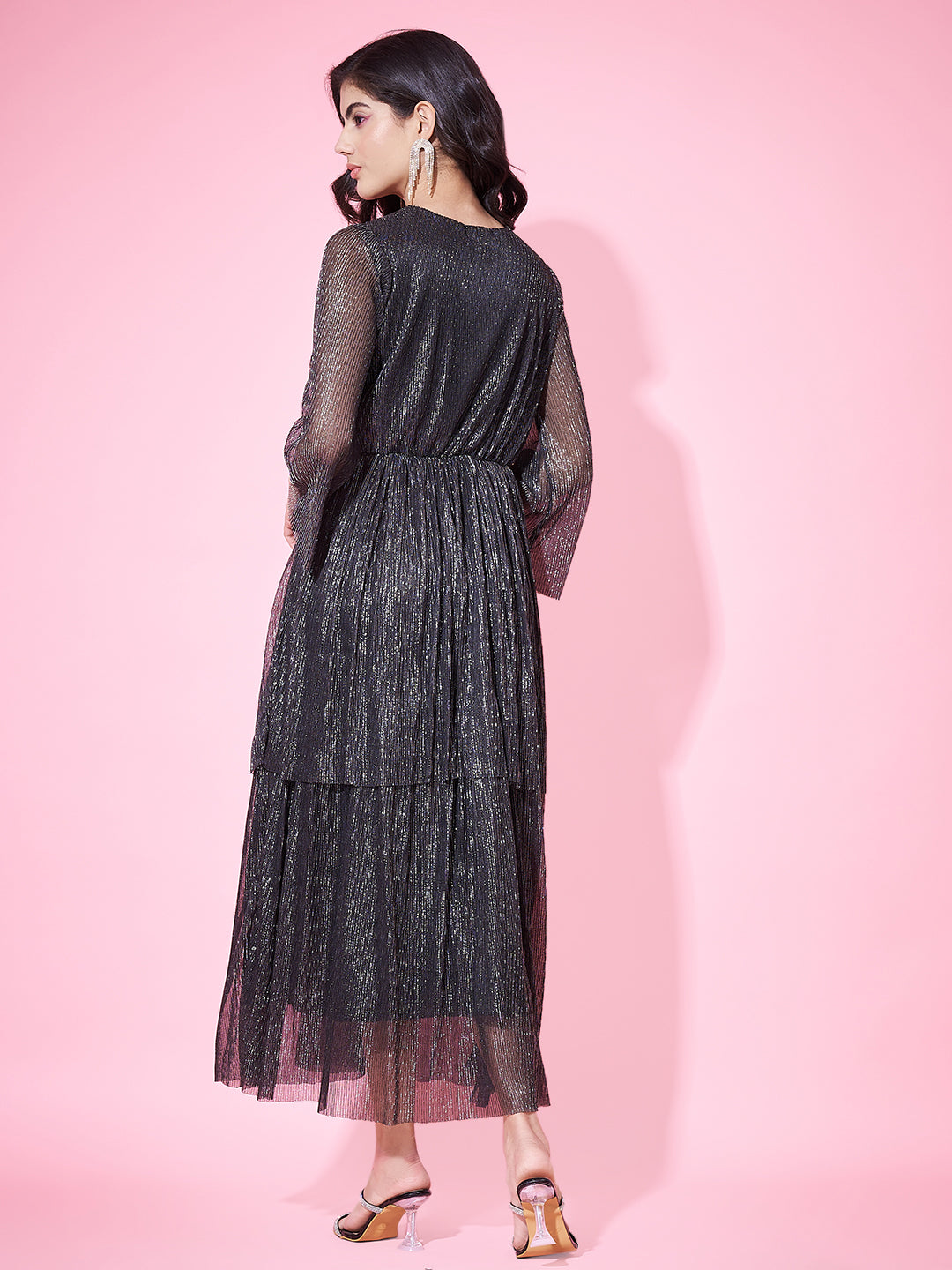 Embellished Black Layered Dress