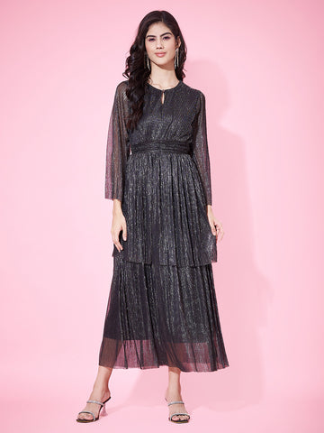 Embellished Black Layered Dress