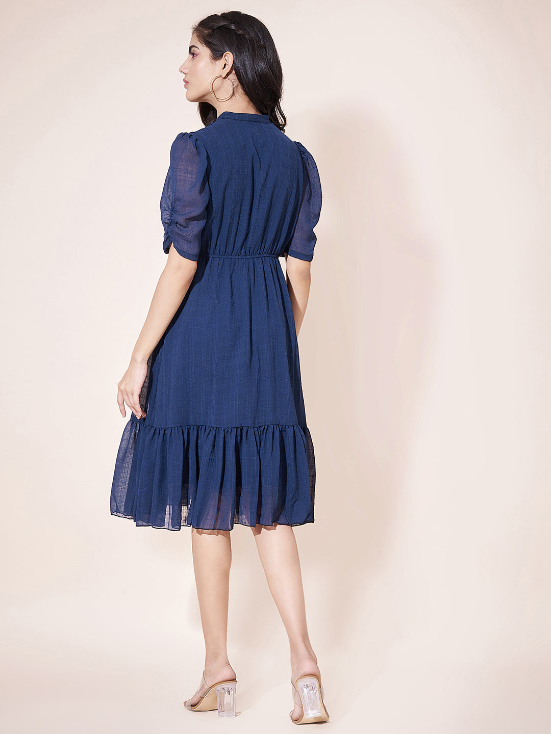 Classy Blue Flared Dress