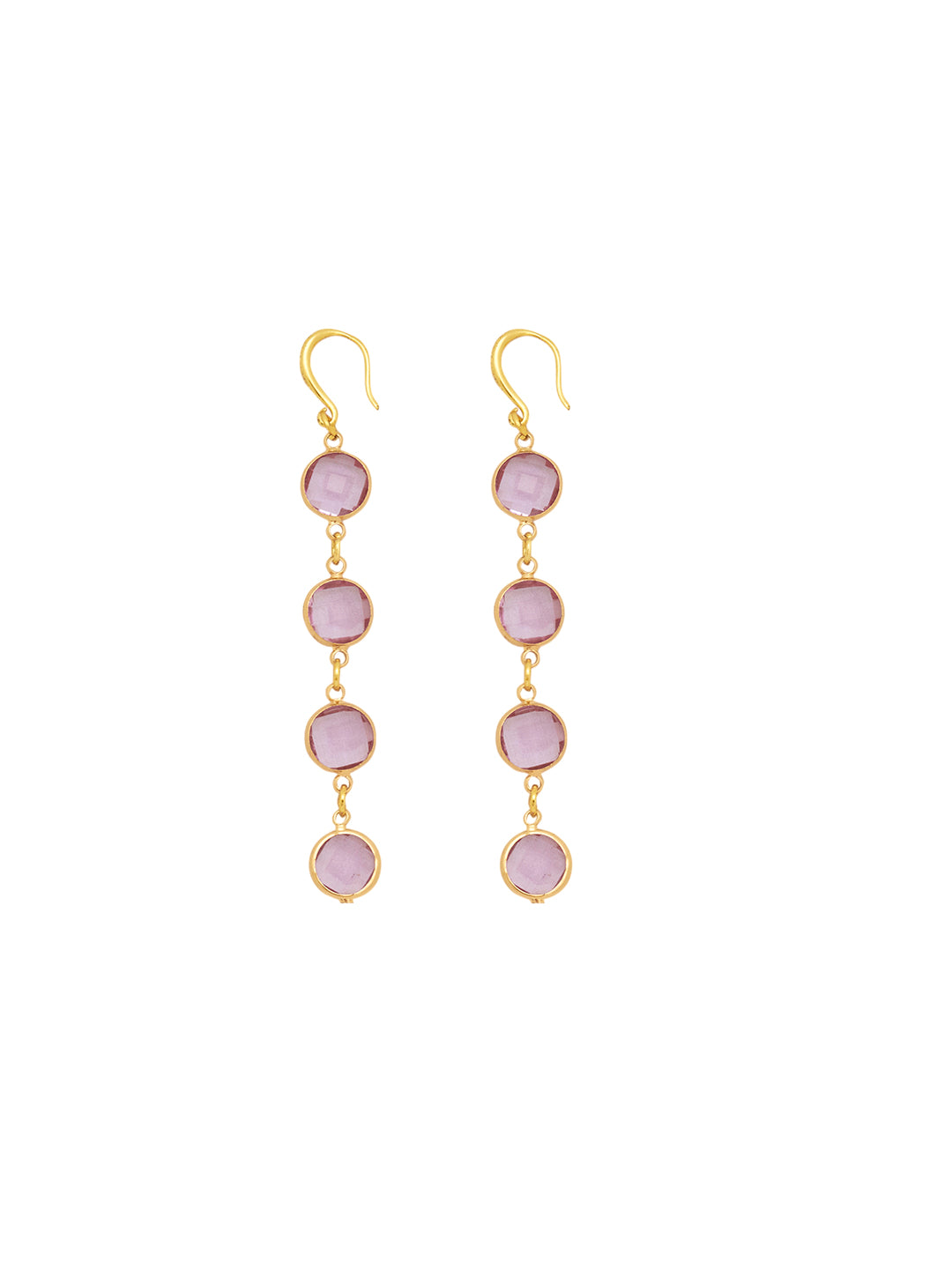 Women Gold Plated Purple Drop Earrings