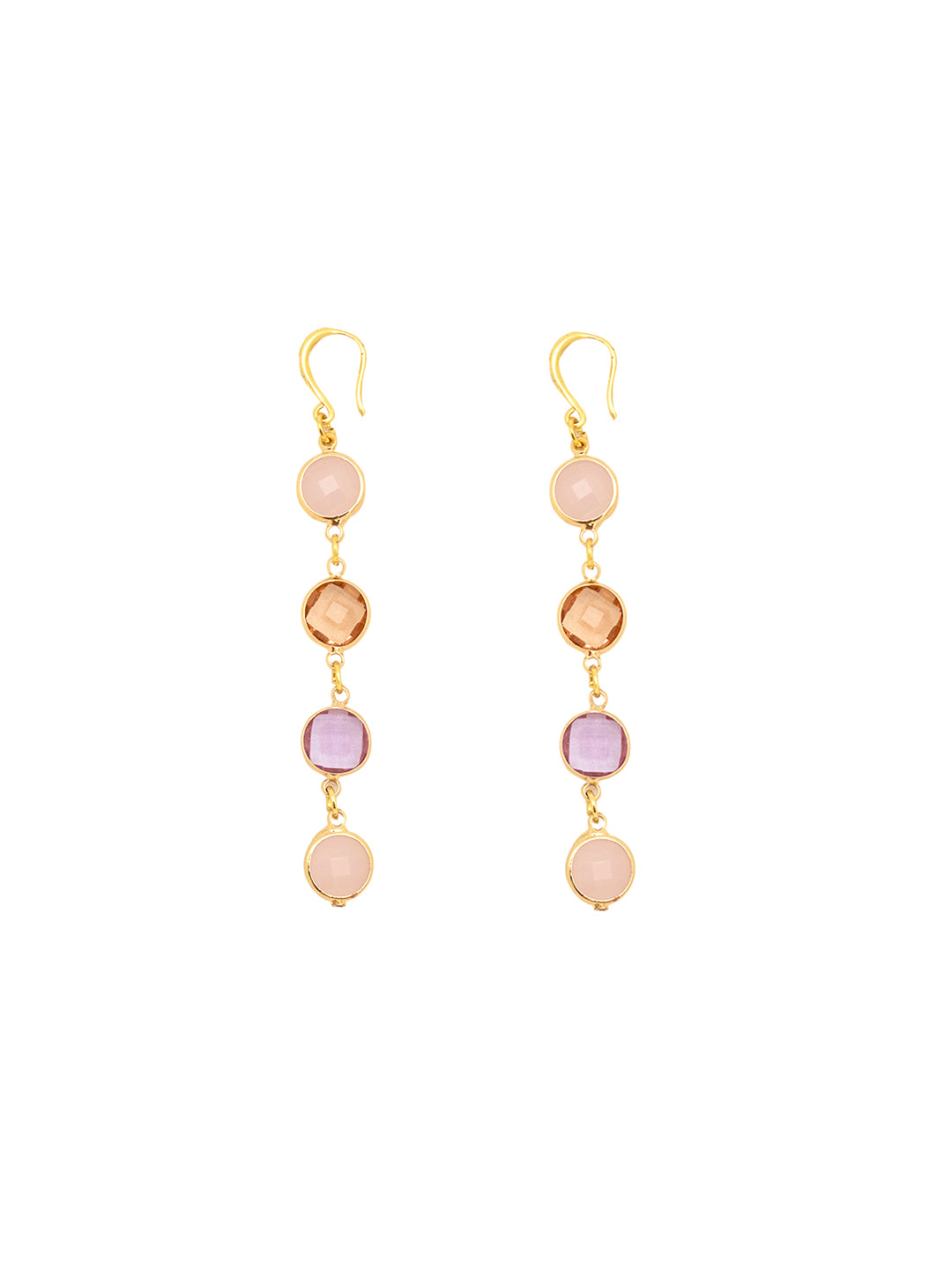 Women Gold Plated Cubic Zirconia Stud Stainless Steel Drop Earrings