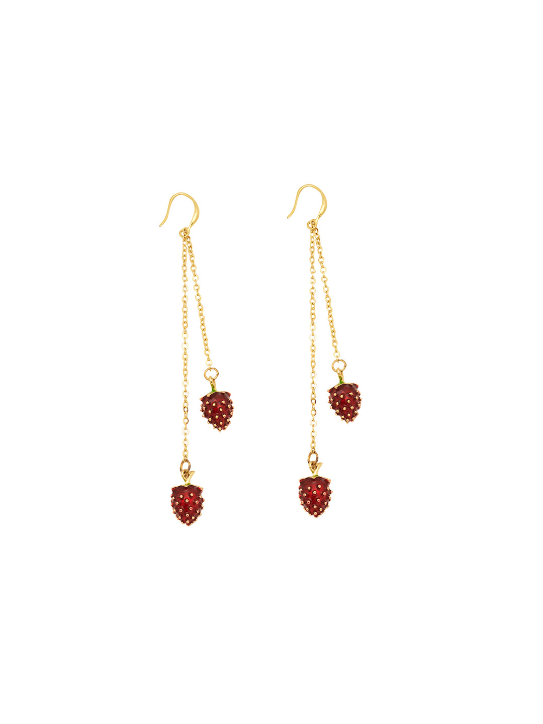 Women Gold Plated Strawberry Shaped Stainless Steel Drop Earrings