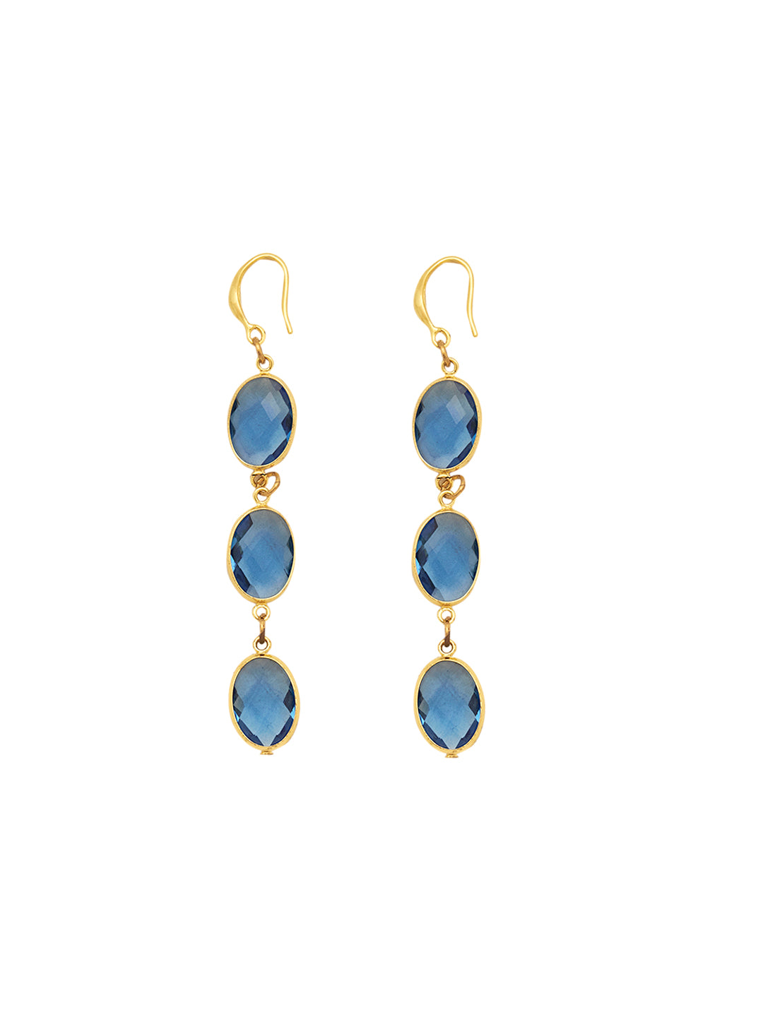 Gold Plated Oval Drop Earrings