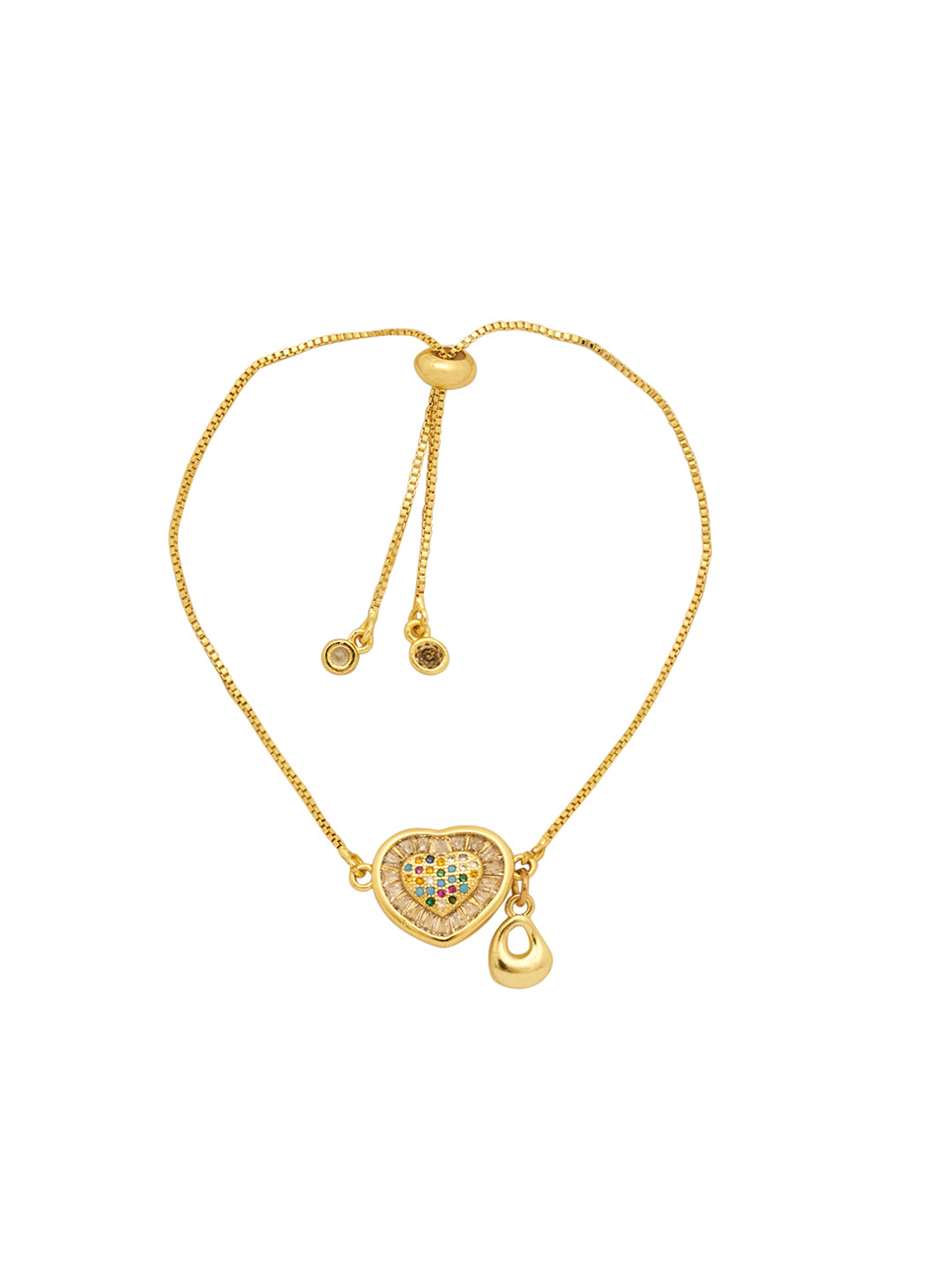 Women Gold-Plated Heart Wraparound Charm Bracelet