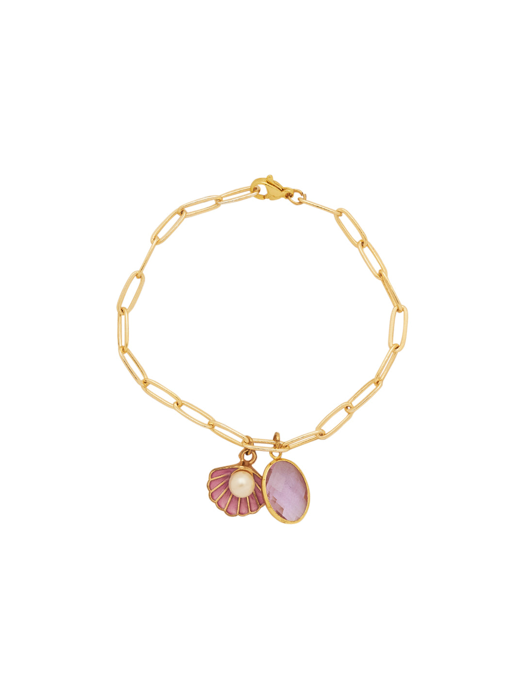Women Gold-Plated Cubic Zirconia Studded Link Bracelet