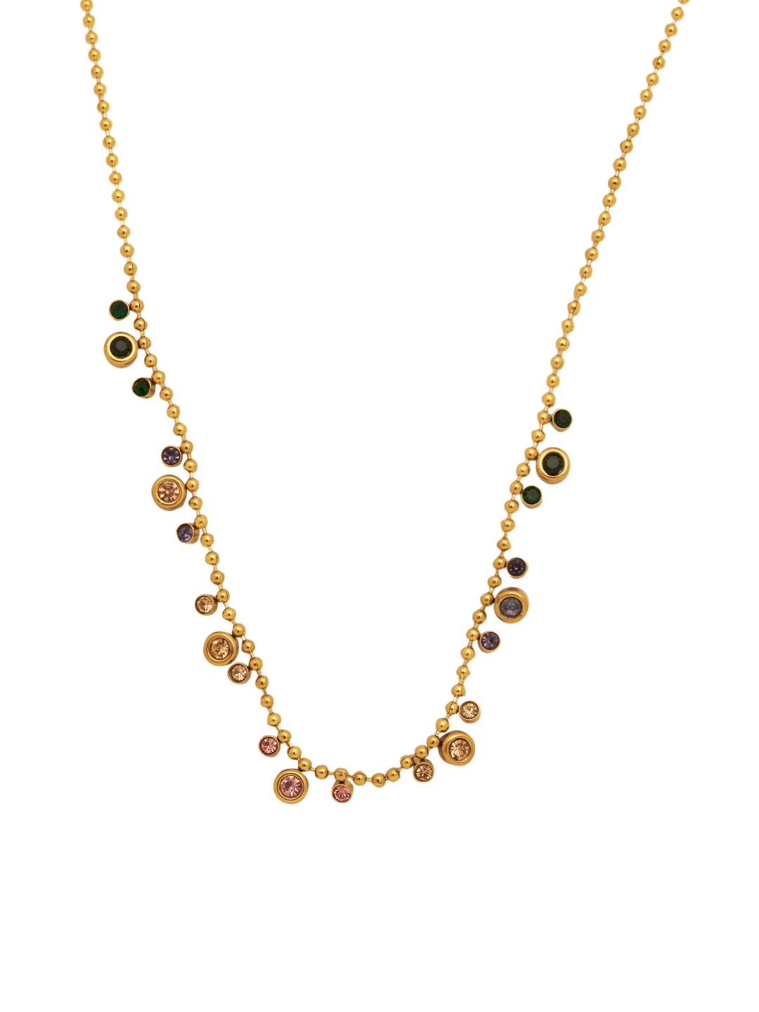 Women Gold-Plated Cubic Zirconia Stainless Steel Necklace