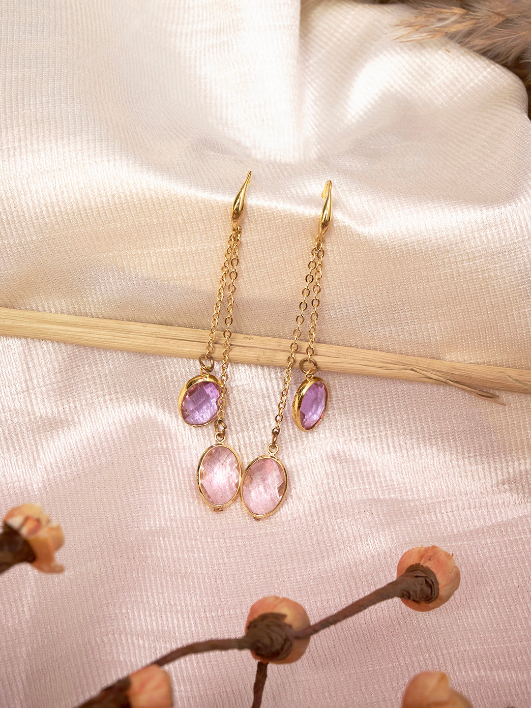 Gold Plated Anti-Tarnish Stainless Steel Double Layered Earrings