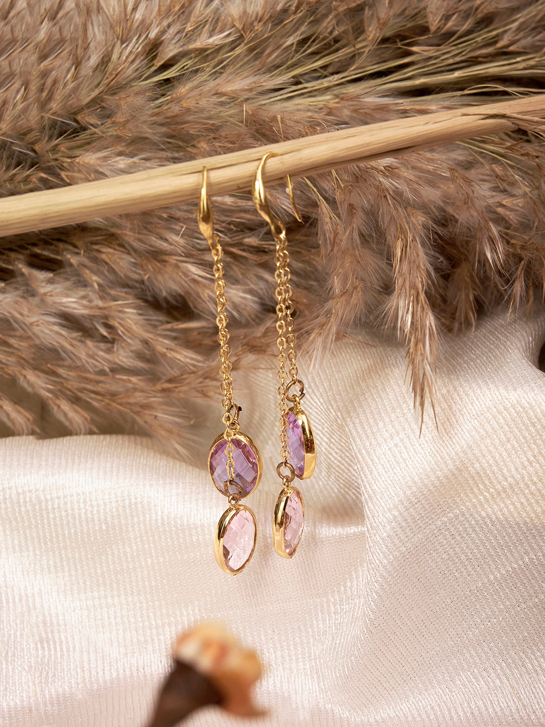 Gold Plated Anti-Tarnish Stainless Steel Double Layered Earrings