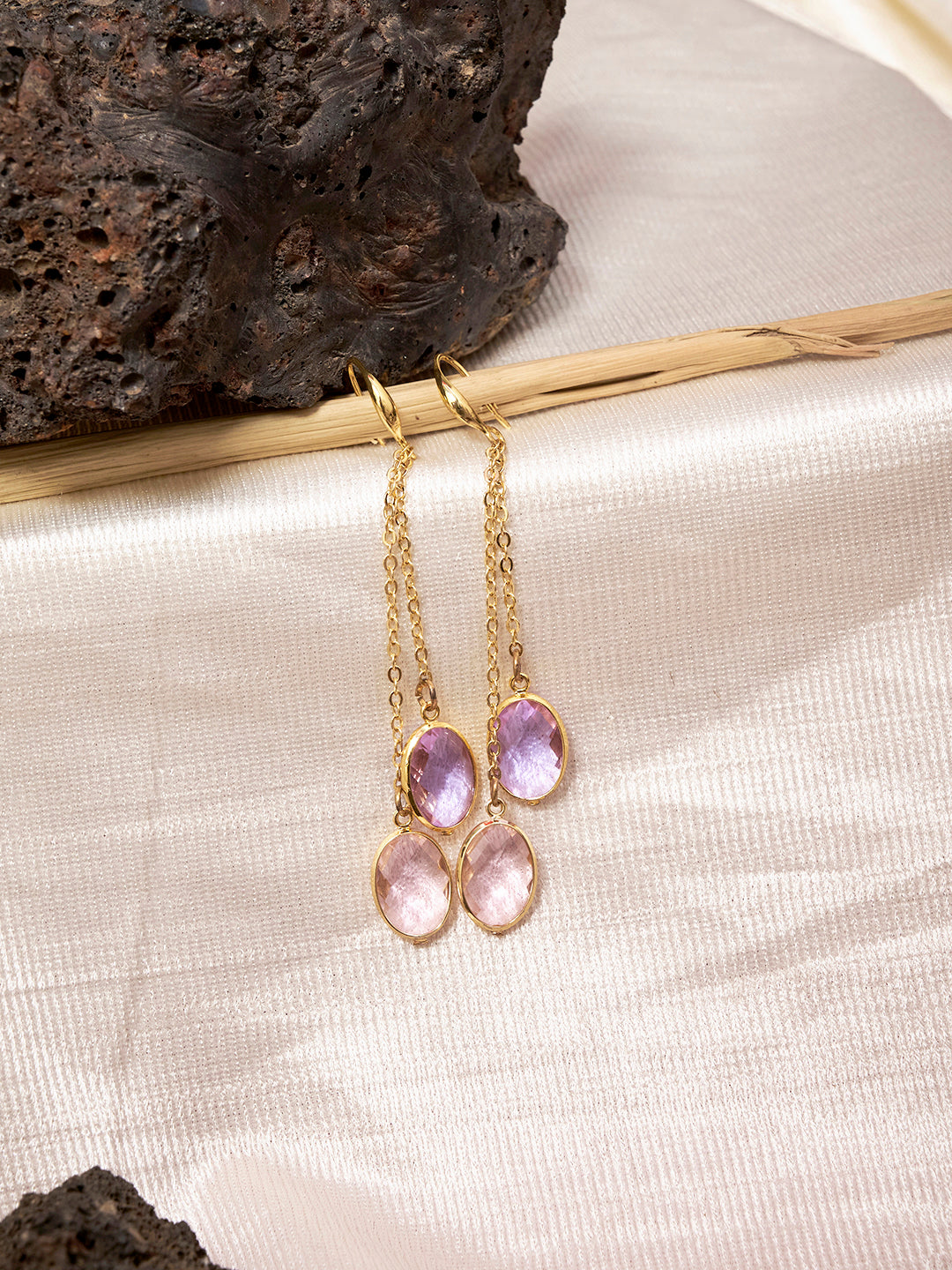 Gold Plated Anti-Tarnish Stainless Steel Double Layered Earrings