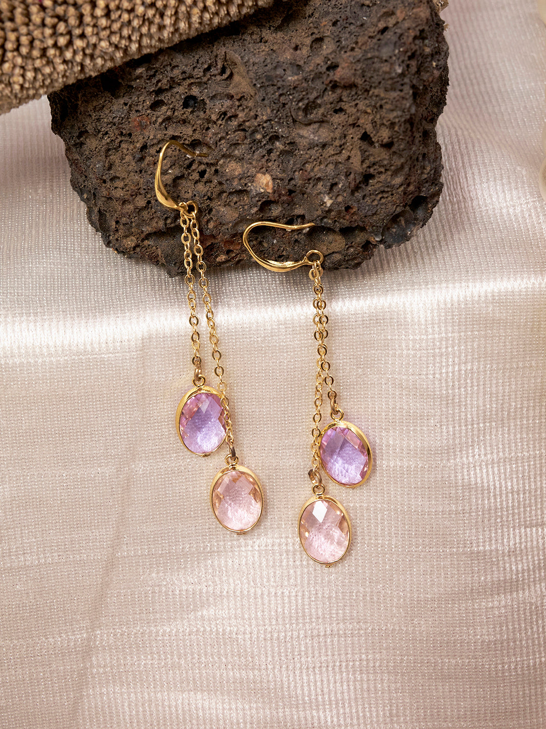 Gold Plated Anti-Tarnish Stainless Steel Double Layered Earrings