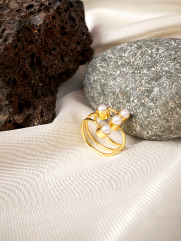Women Stainless Steel Gold-Plated Finger Ring
