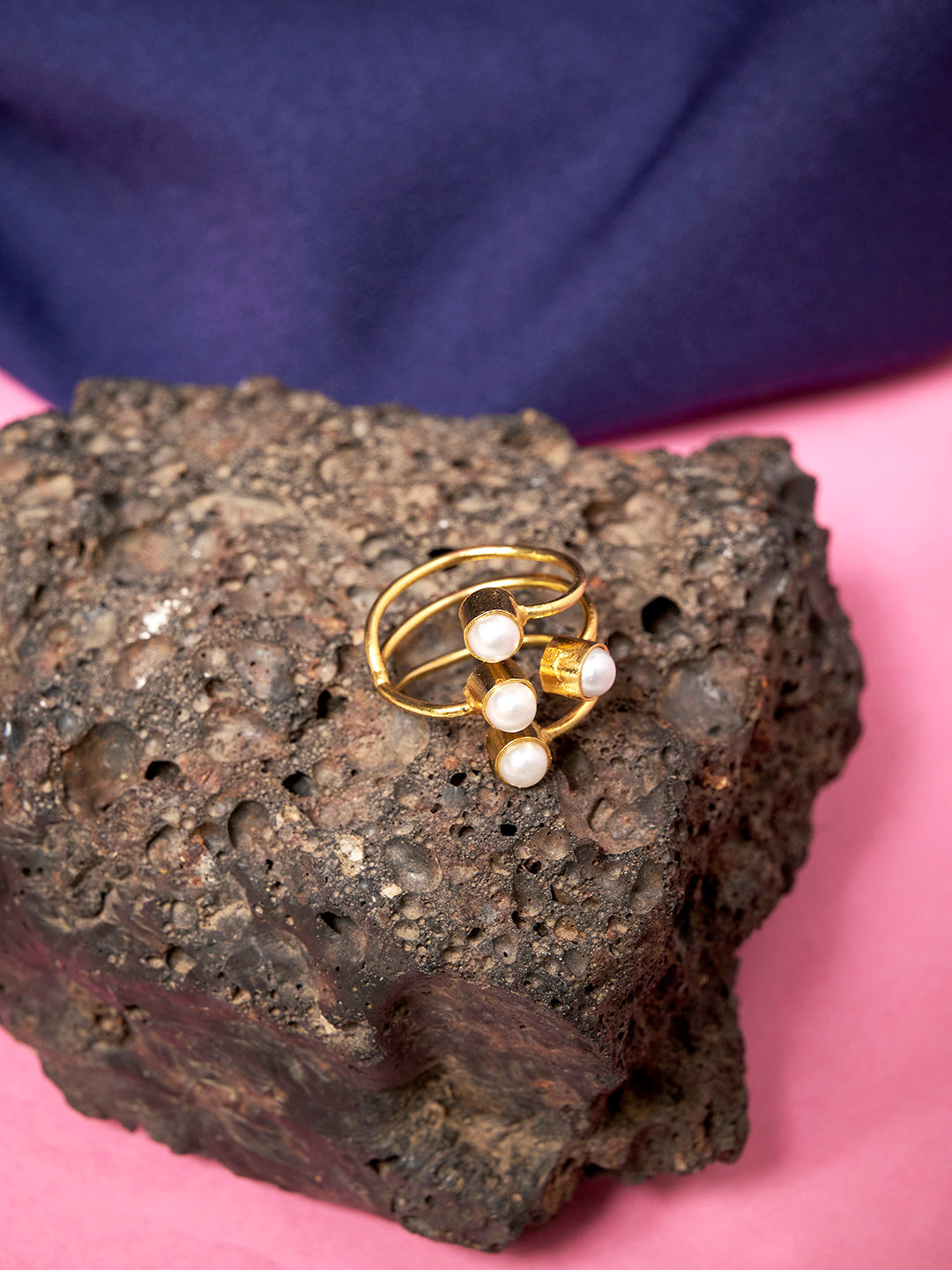 Women Stainless Steel Gold-Plated Finger Ring