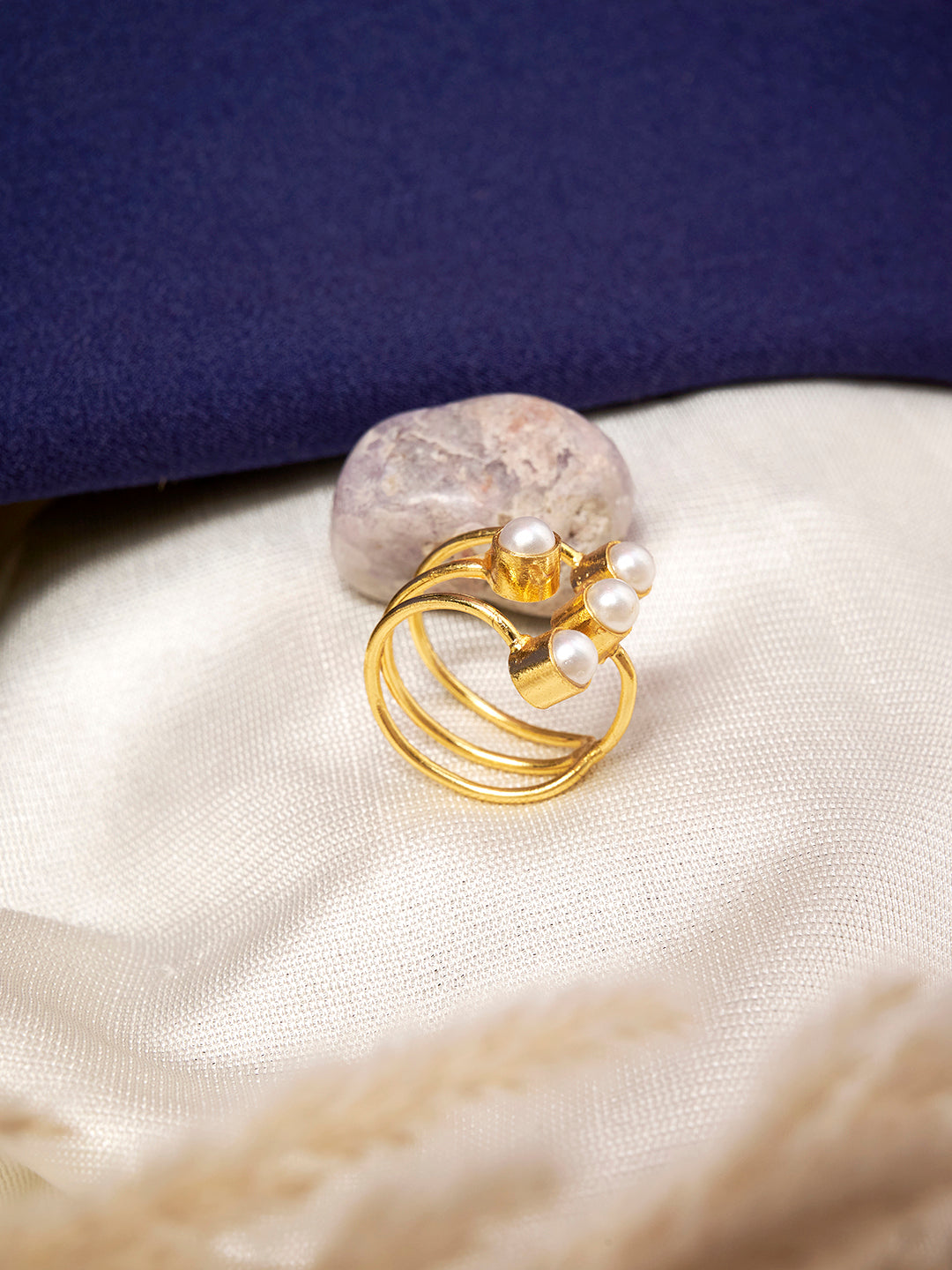 Women Stainless Steel Gold-Plated Finger Ring