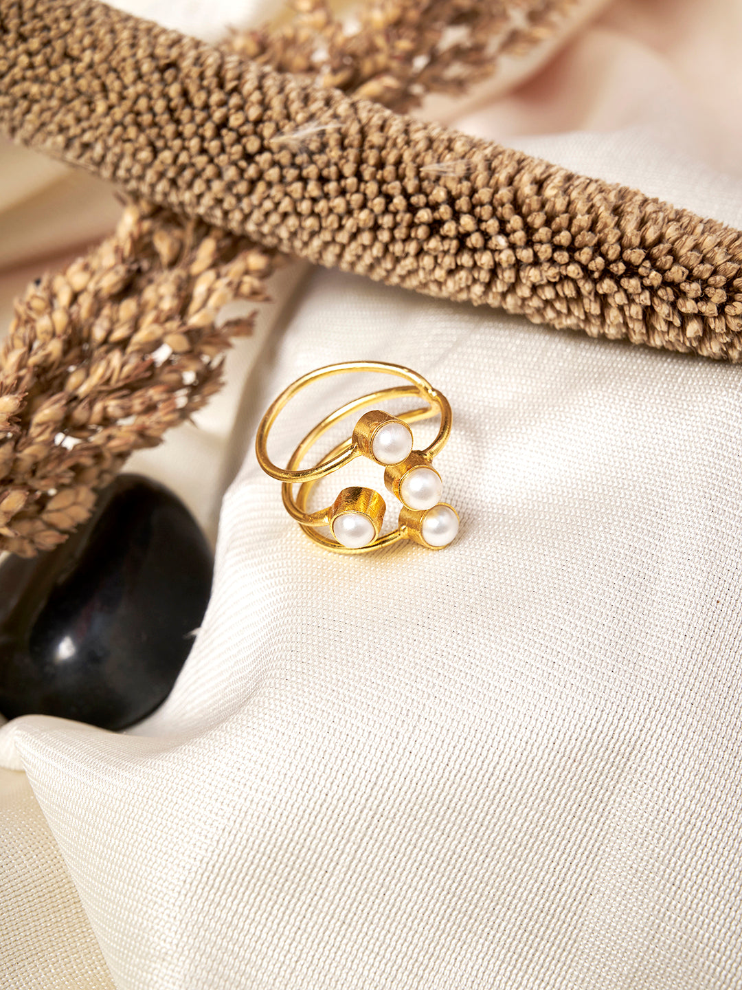 Women Stainless Steel Gold-Plated Finger Ring