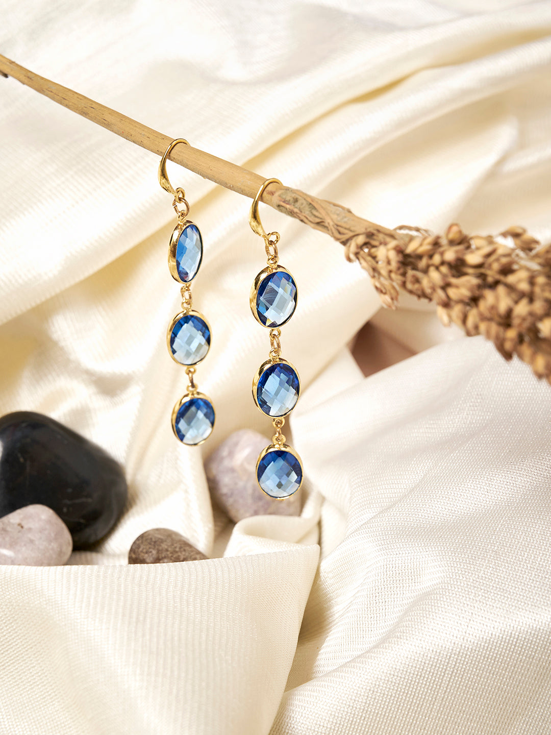 Gold Plated Oval Drop Earrings